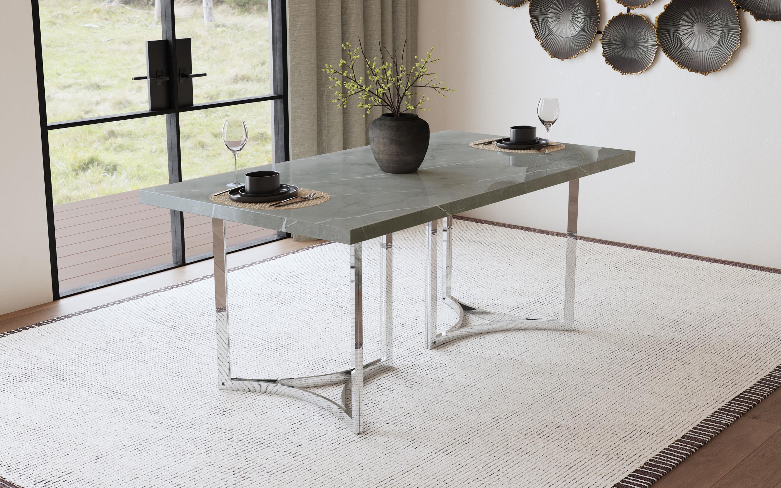 Sterling 72-inch Rectangular Dining Table Grey Faux Marble - Image 2