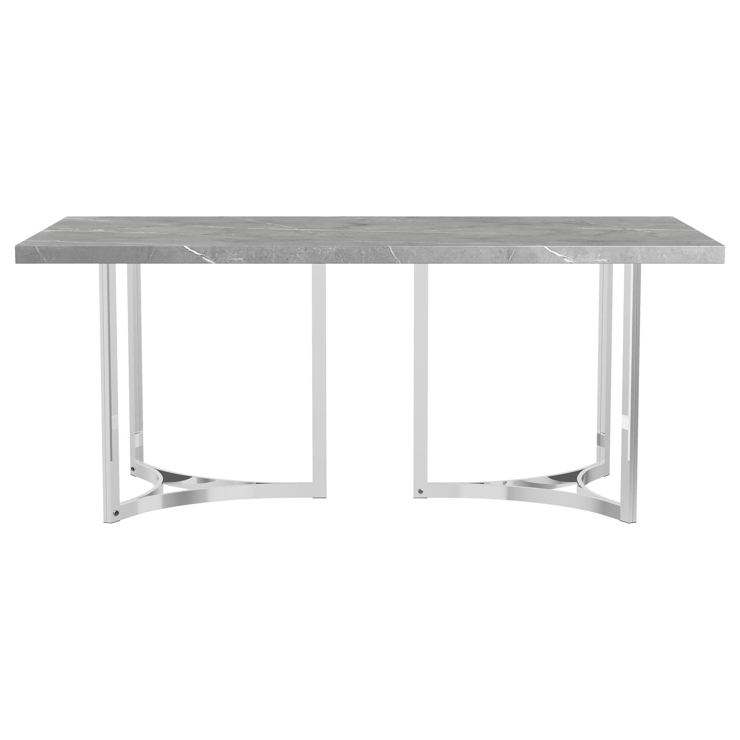 Sterling 72-inch Rectangular Dining Table Grey Faux Marble - Image 3
