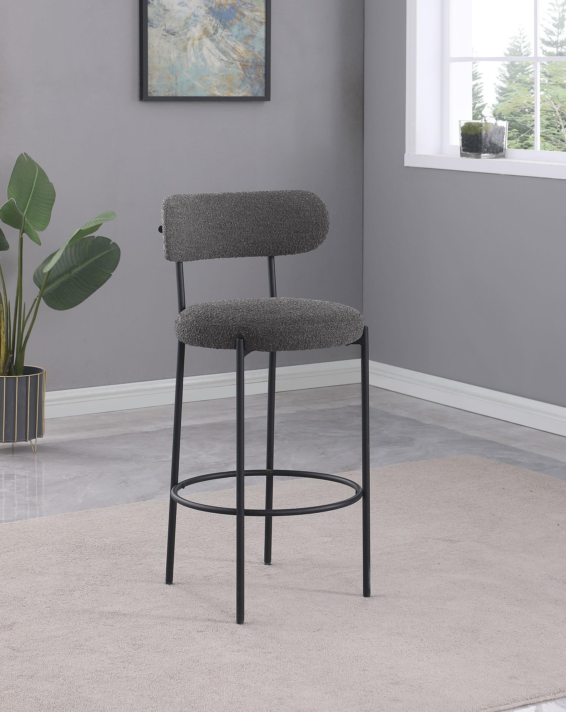 Viola Boucle Upholstered Bar Chair Gray (Set of 2) - Image 2