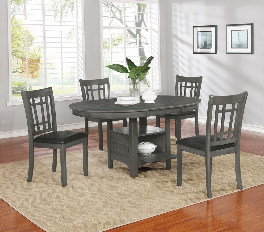Lavon Medium Gray Storage Oval Dining Room Set - Image 1