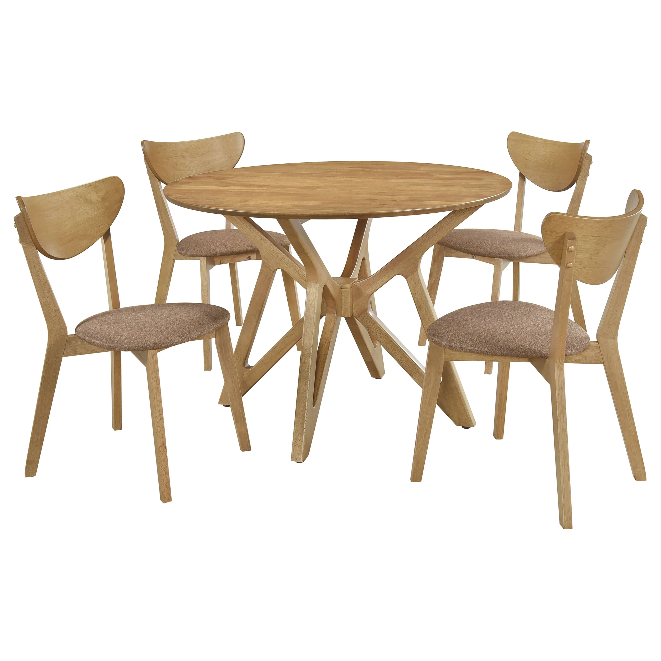 Elowen Light Walnut Round Solid Wood Dining Set - Image 2