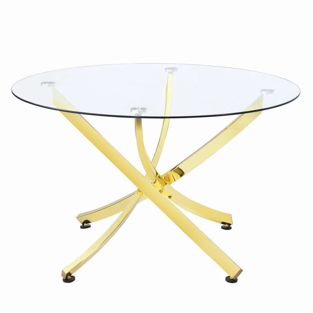 Beckham Round Dining Table Brass Clear - Image 3
