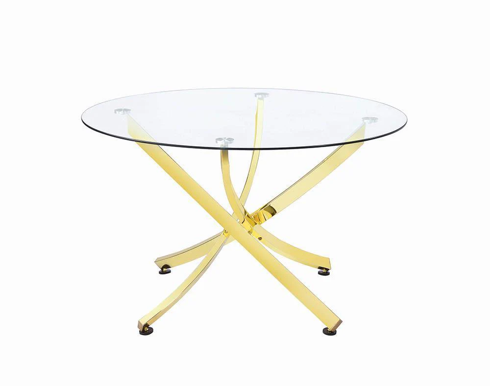 Beckham Round Dining Table Brass Clear - Image 2
