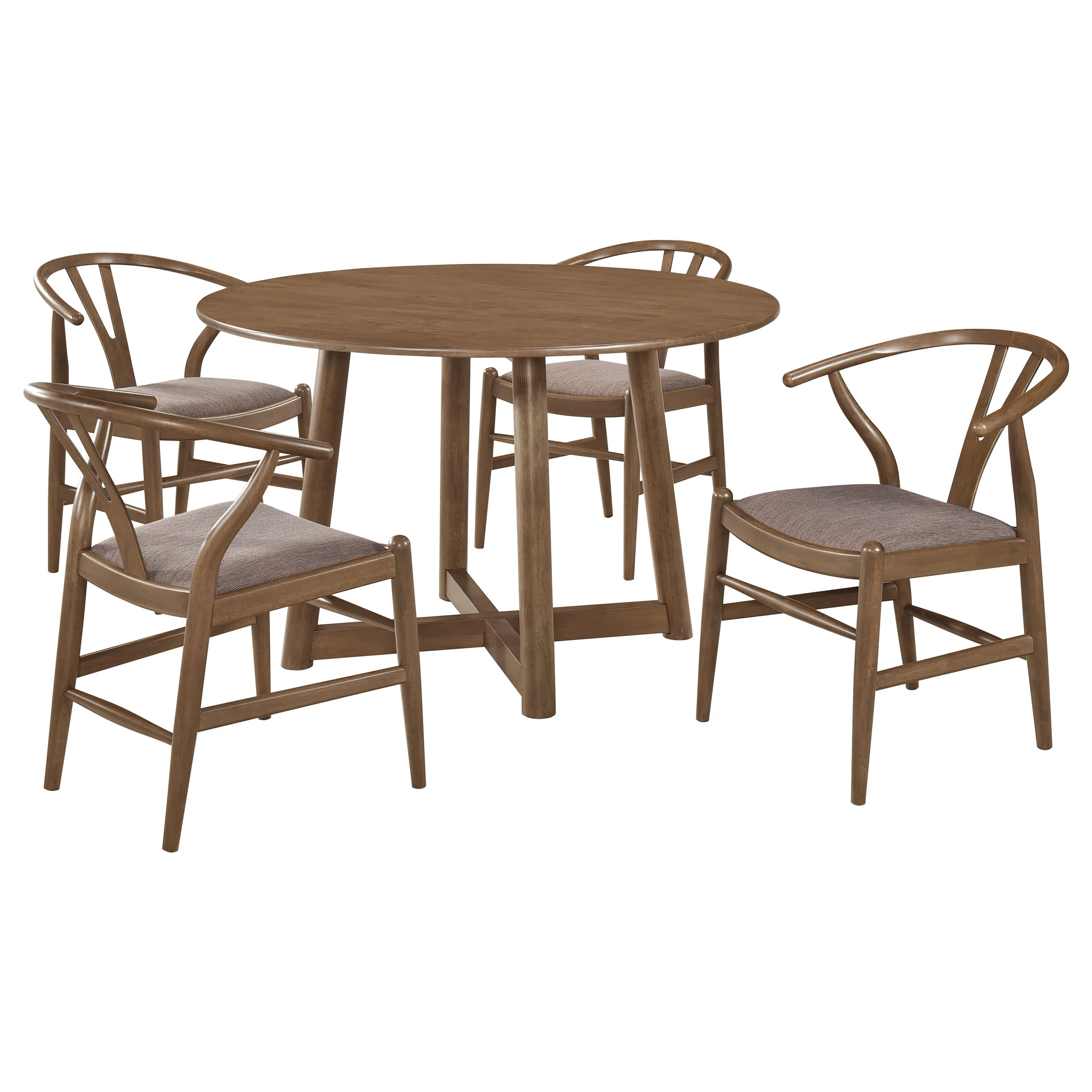 Dinah Walnut Round Solid Wood Dining Room Set - Image 2