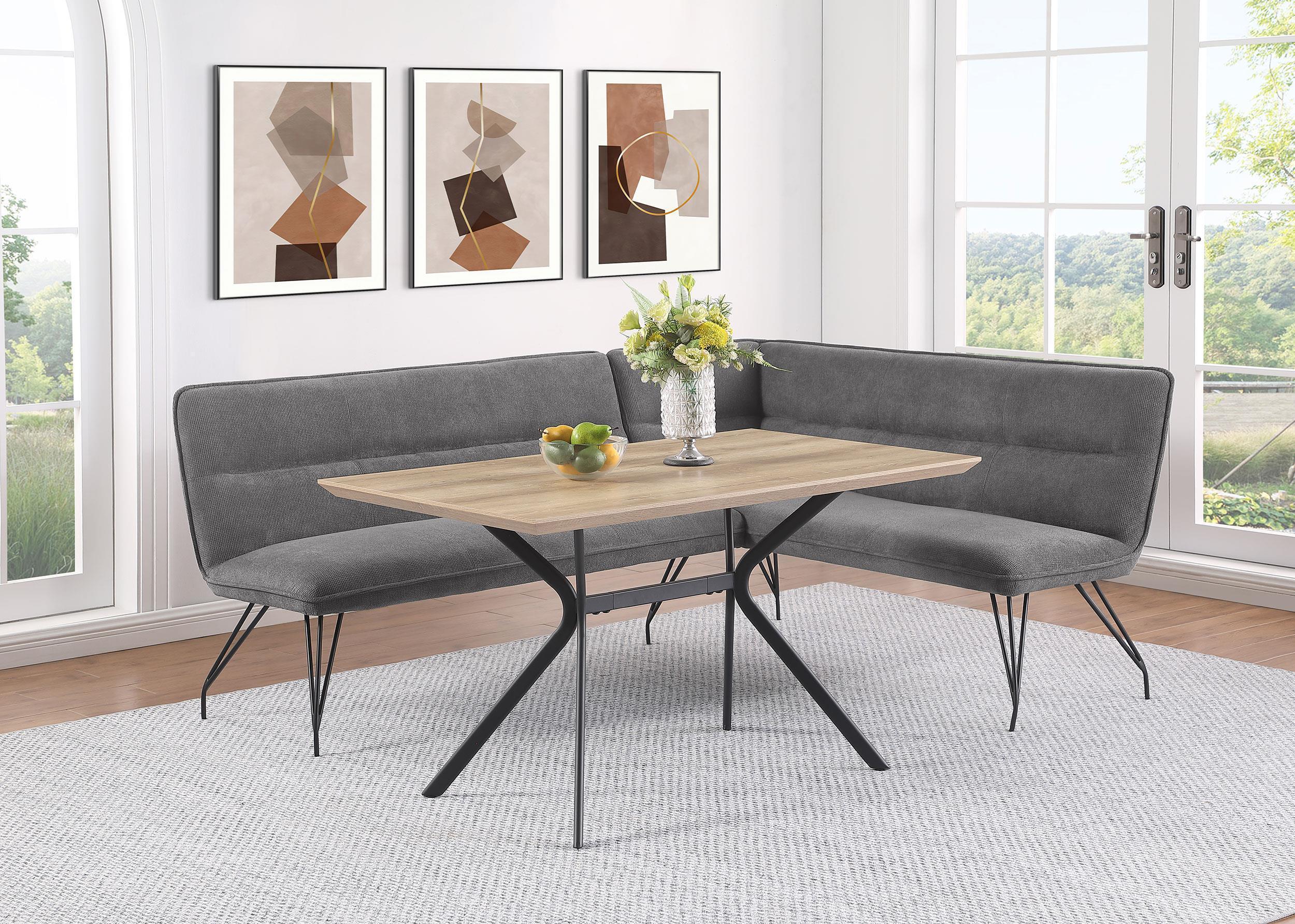 Dodson Fabric Upholstered L shaped Nook Dining Bench Grey - Image 2