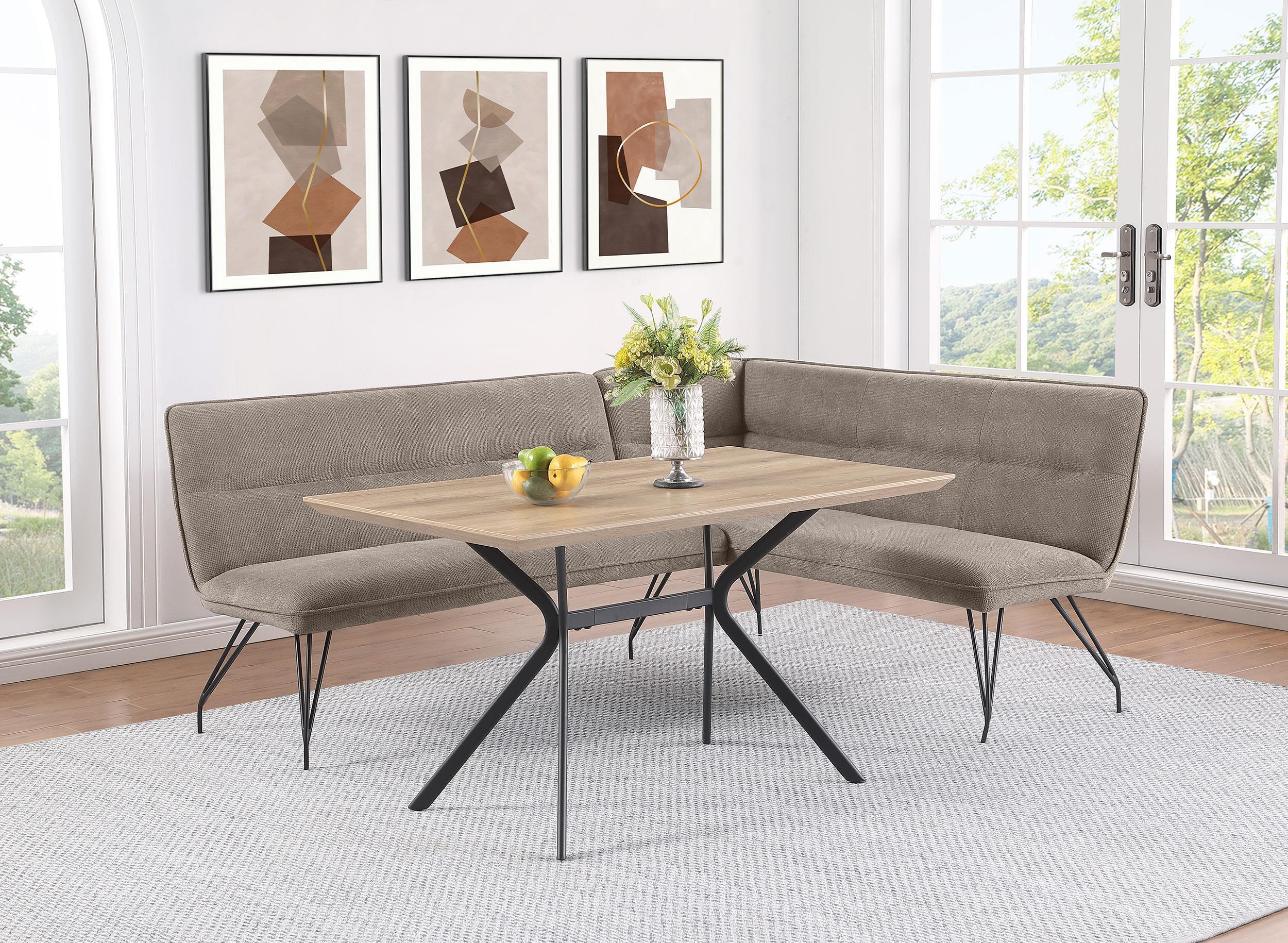 Dodson Fabric Upholstered L shaped Nook Dining Bench Taupe - Image 2