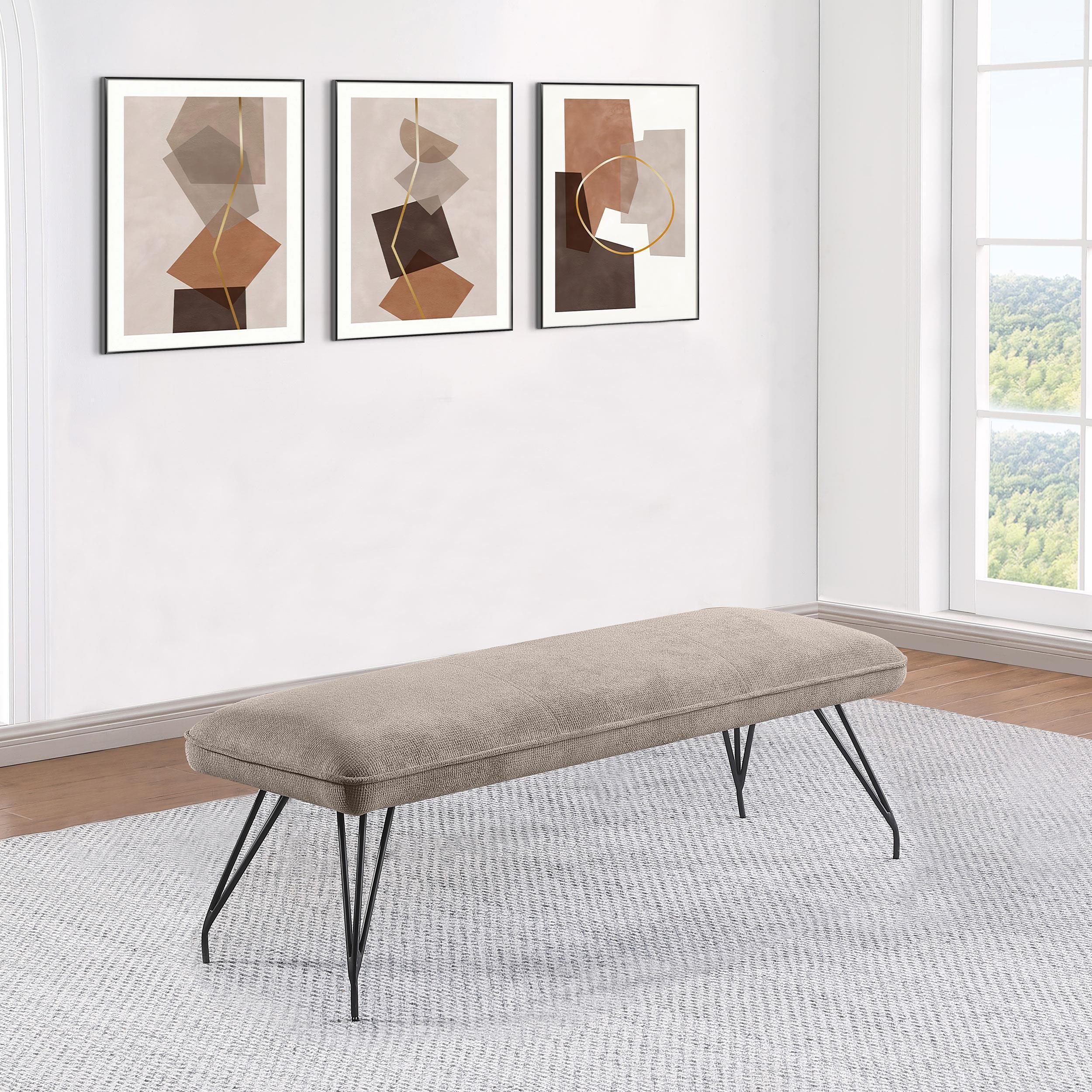 Dodson Fabric Upholstered Dining Bench Taupe - Image 2