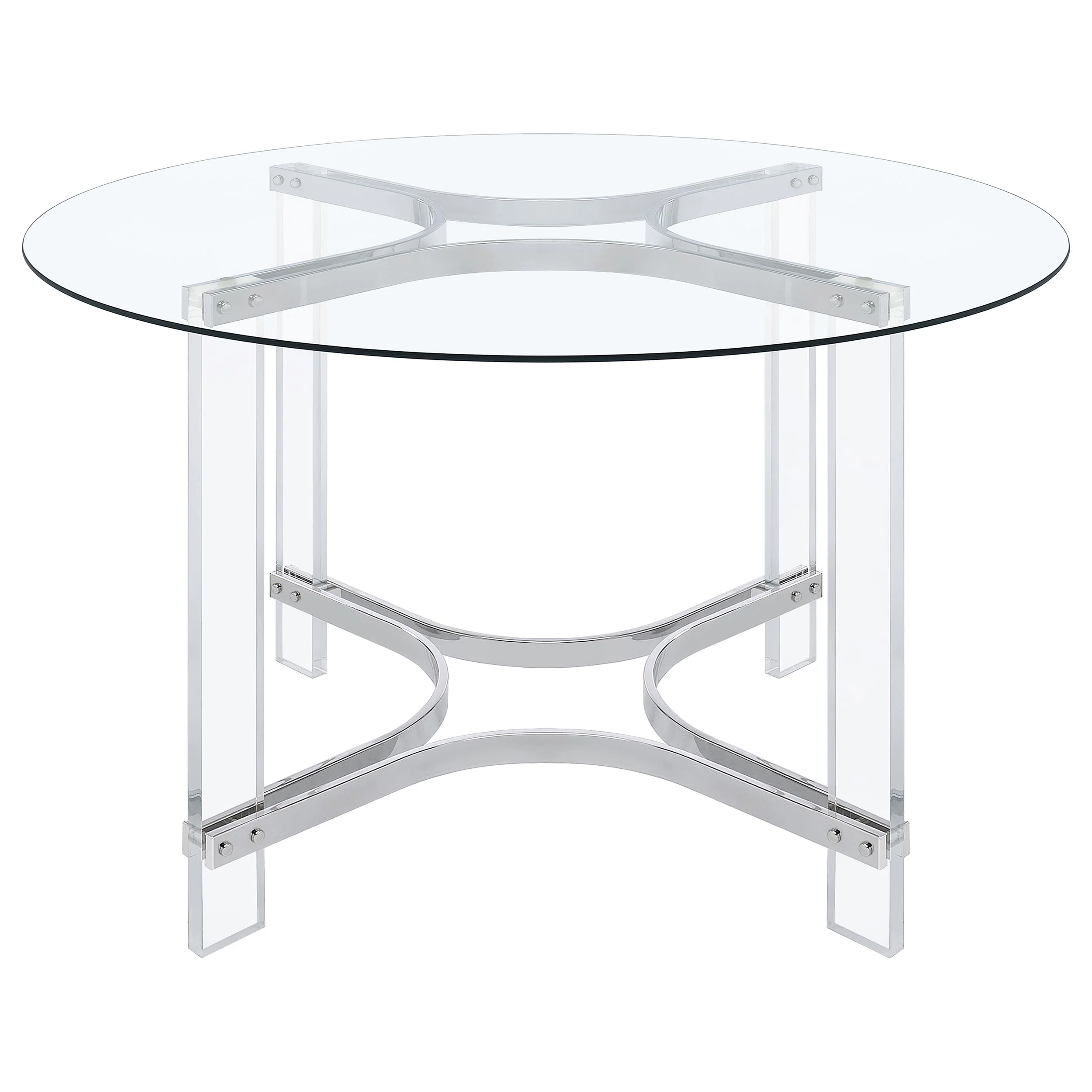 Keeling Chrome Round Glass Top Acrylic Dining Set - Image 2