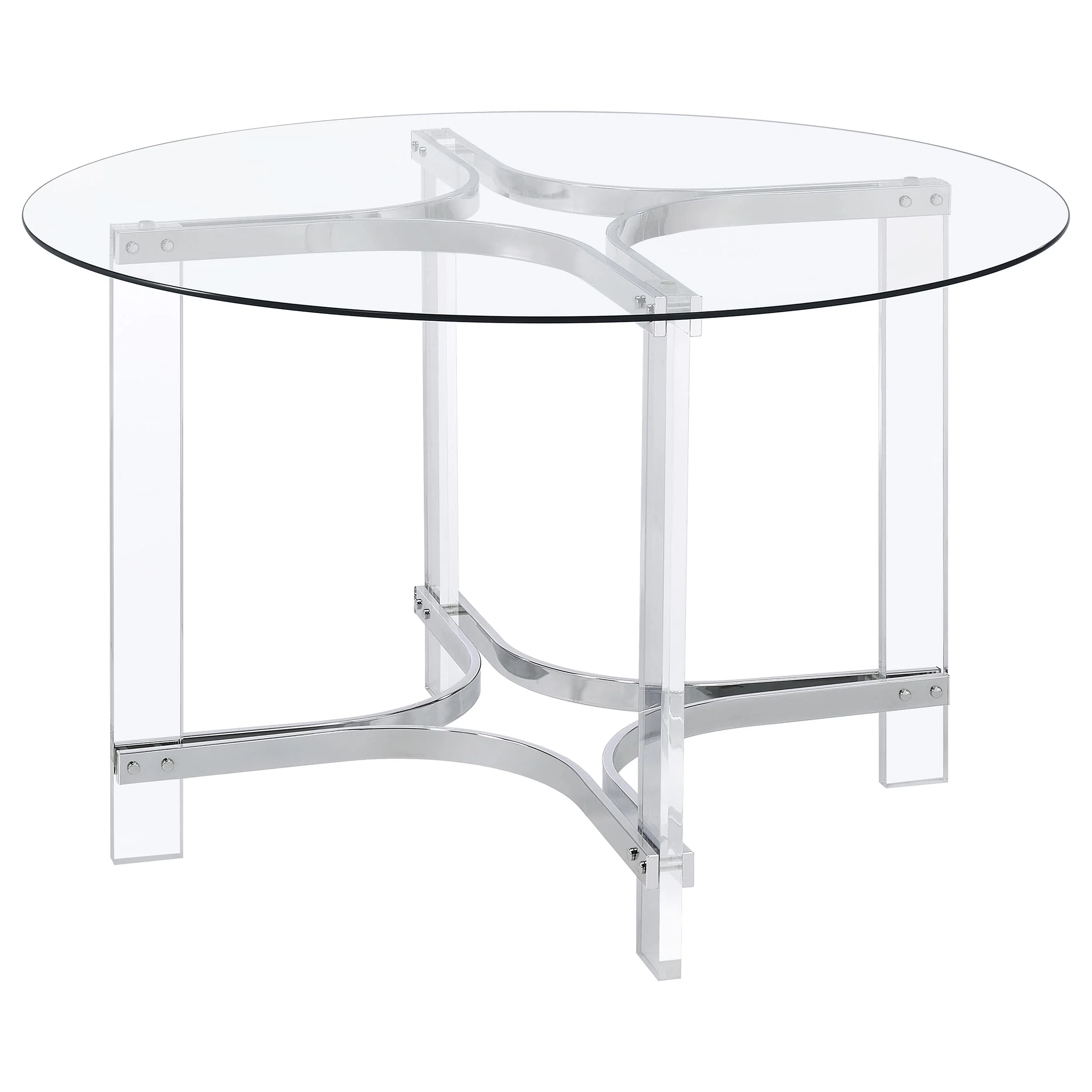 Keeling Chrome Round Glass Top Acrylic Dining Set - Image 3