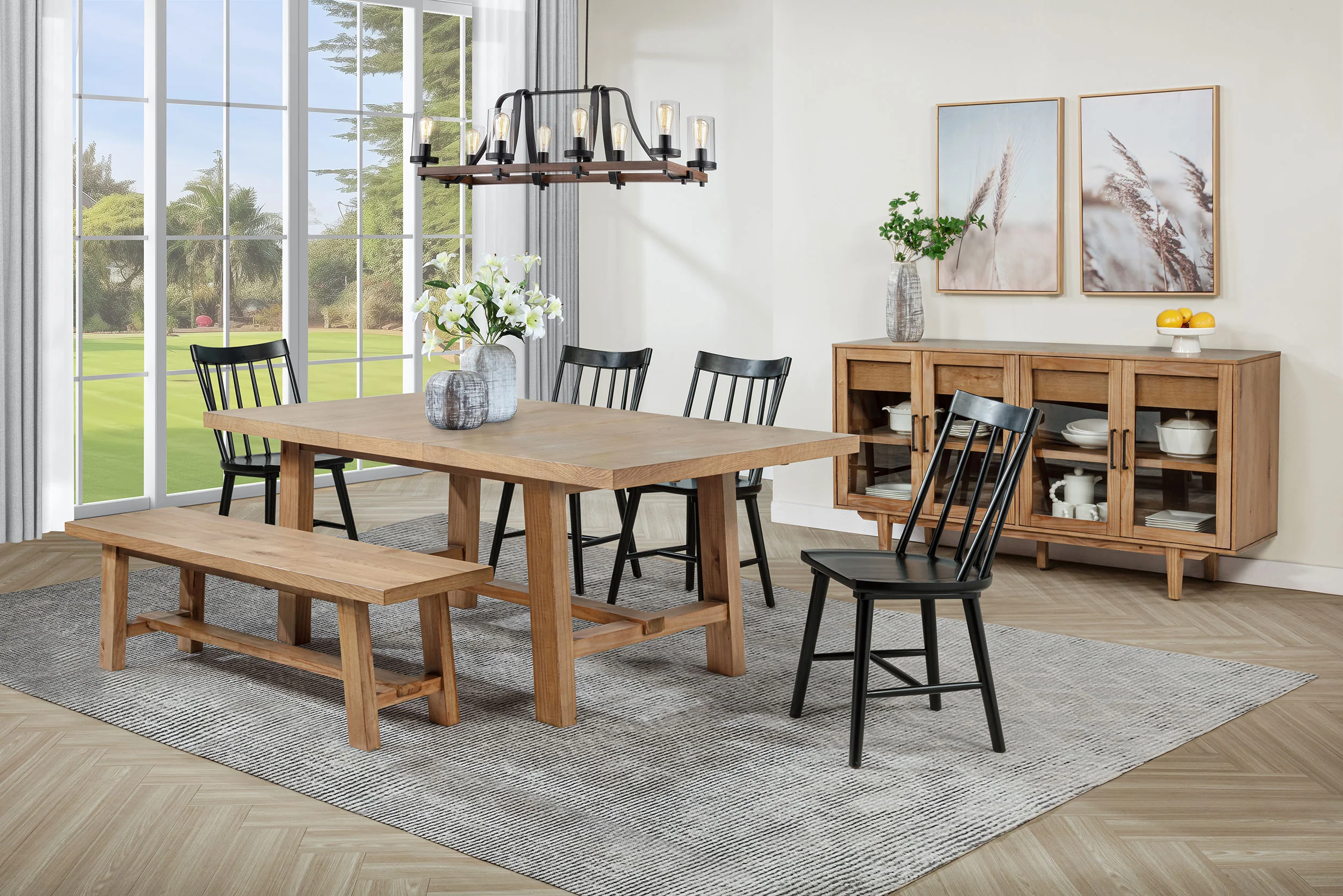 Middleton Brown Black Extension Leaf Dining Room Set - Image 2