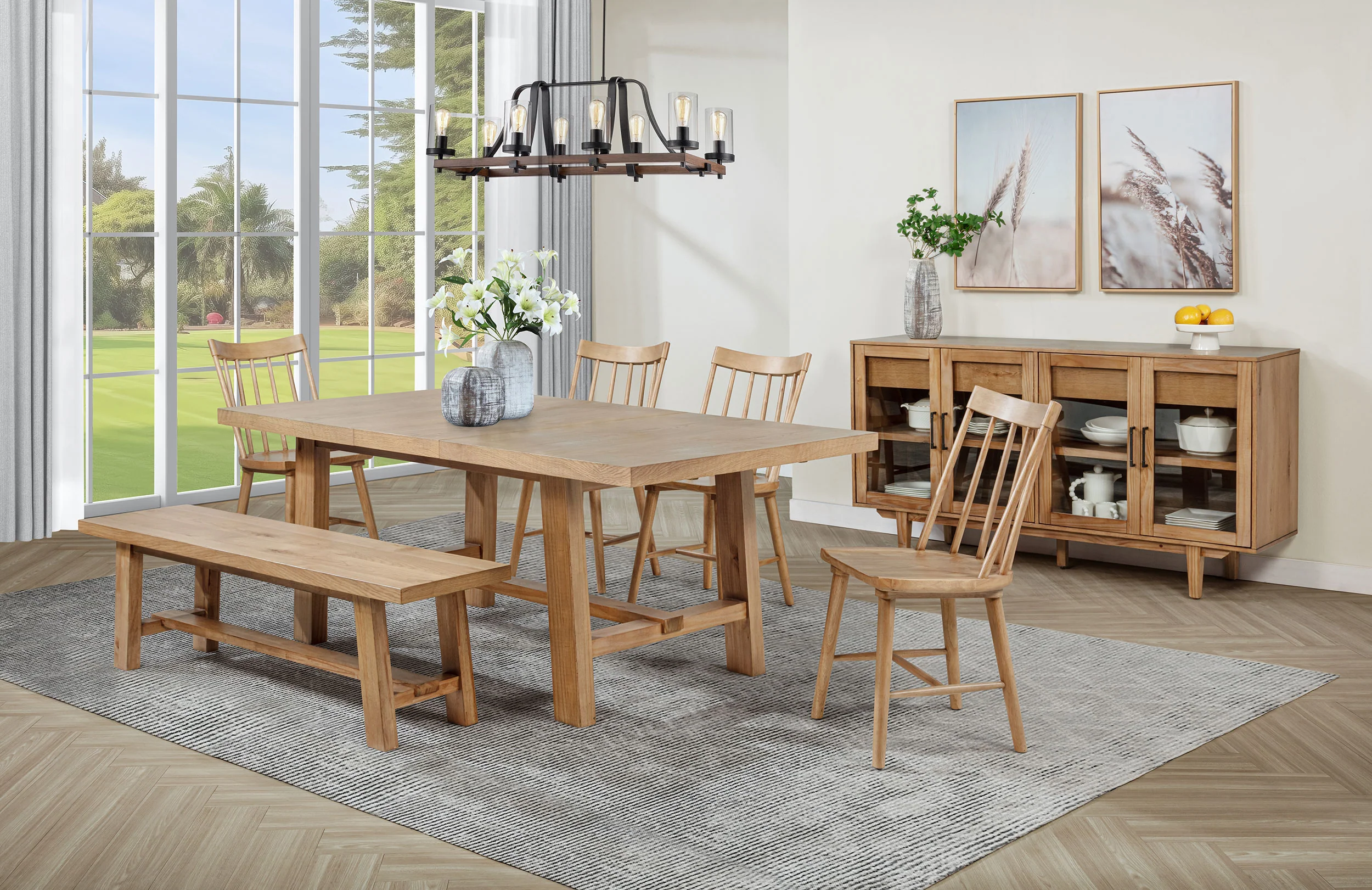 Middleton Natural Brown Extension Leaf Dining Room Set - Image 2
