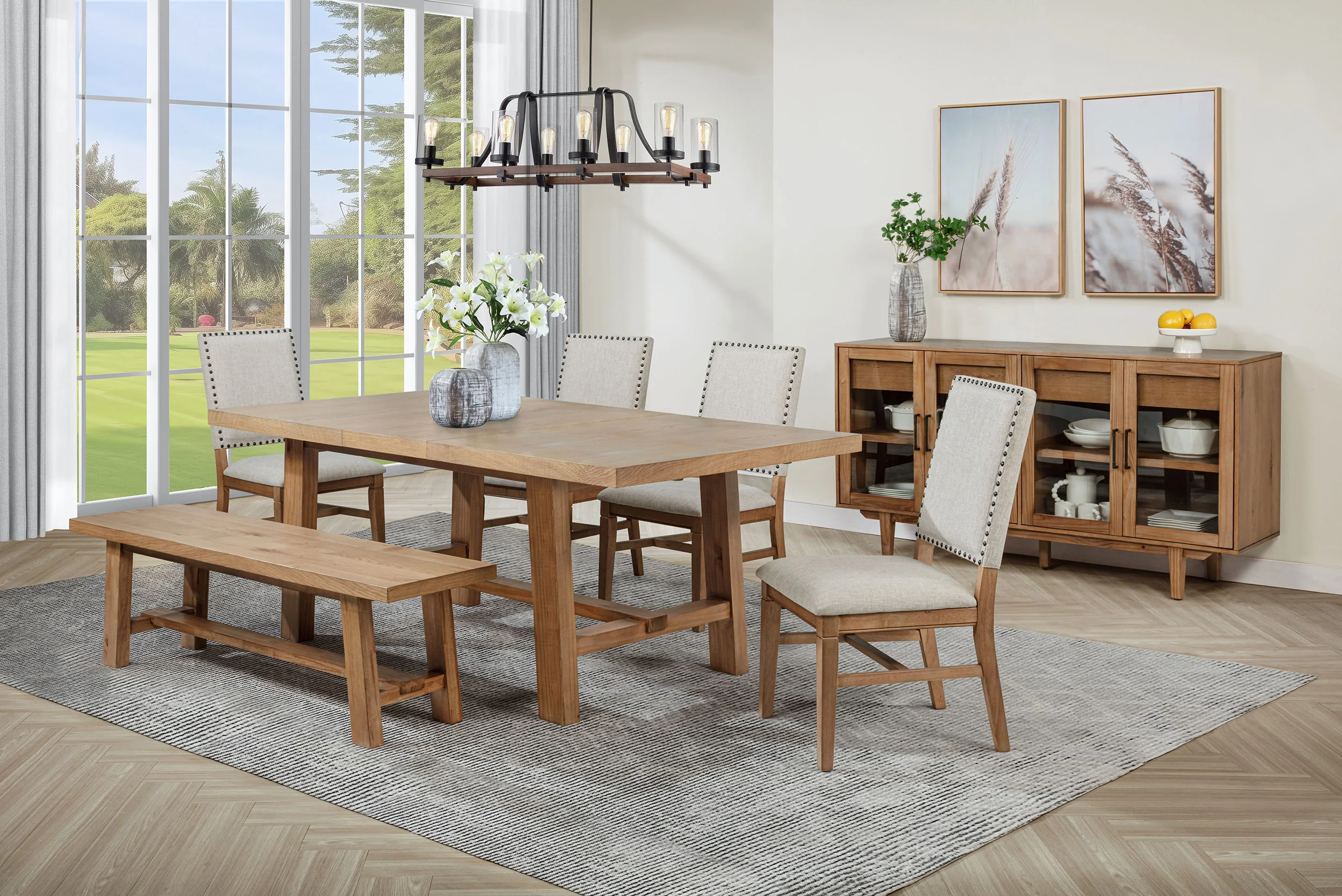 Middleton Brown Beige Extension Leaf Dining Room Set - Image 2