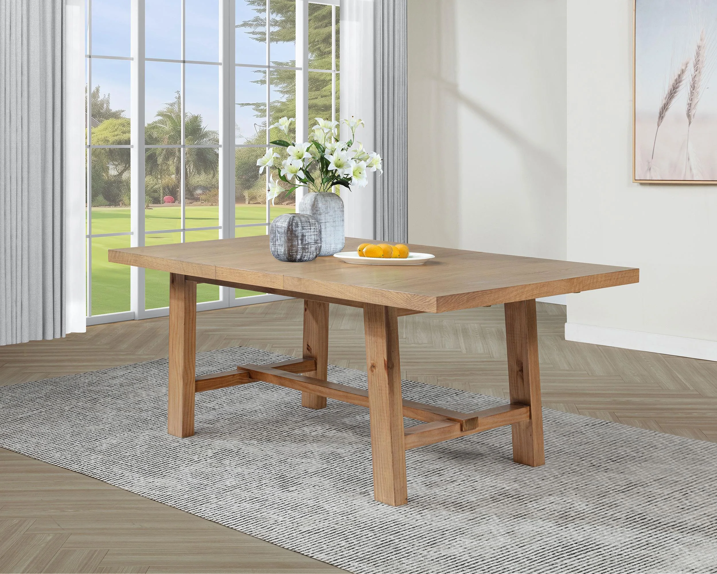 Middleton 76-inch Extension Leaf Dining Table Natural Brown - Image 2