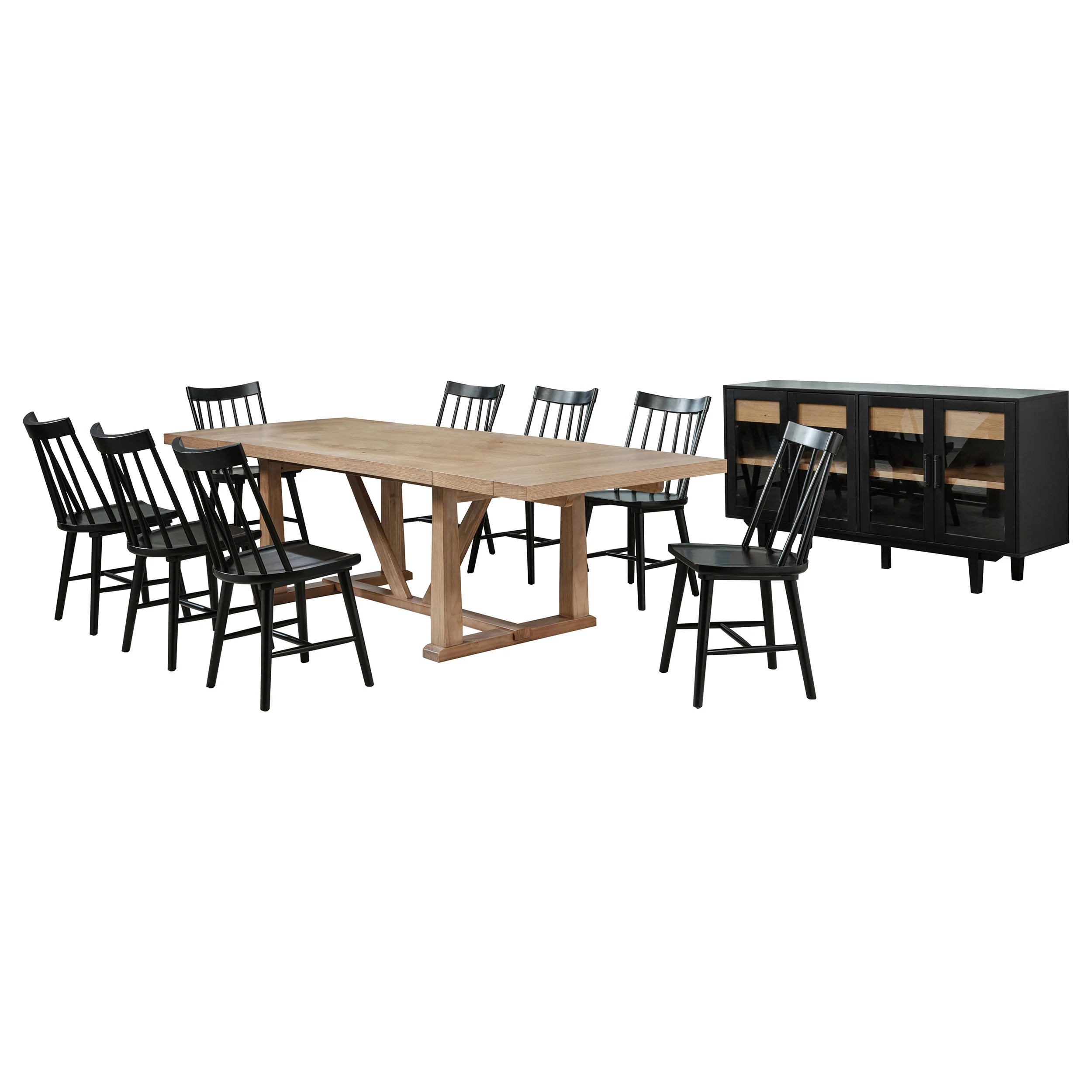 Middleton Natural Brown Black Extension Leaf Dining Room Set - Image 3
