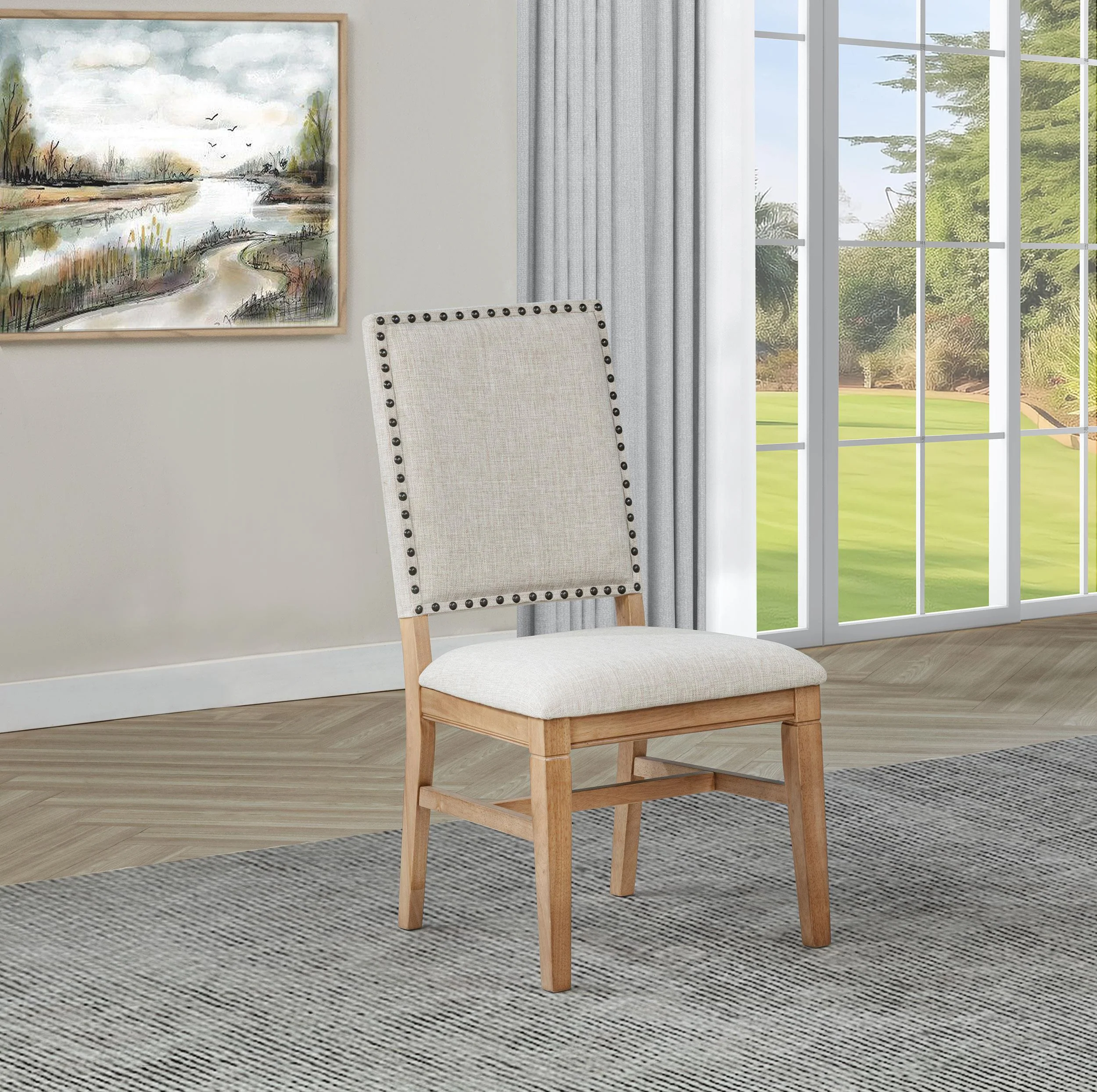 Middleton Upholstered Dining Side Chair Beige (Set of 2) - Image 2