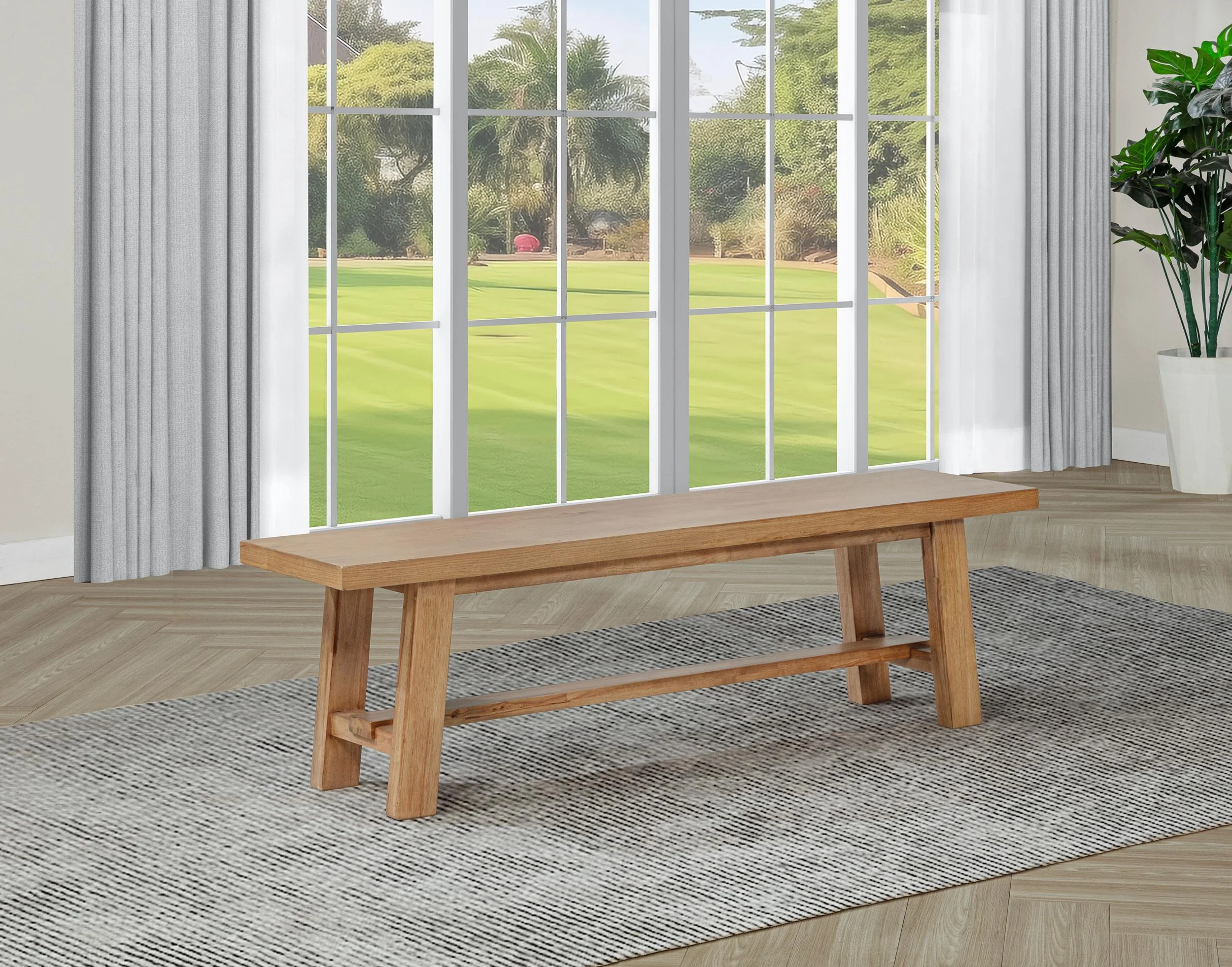 Middleton 60-inch Wood Backless Dining Bench Natural Brown - Image 2