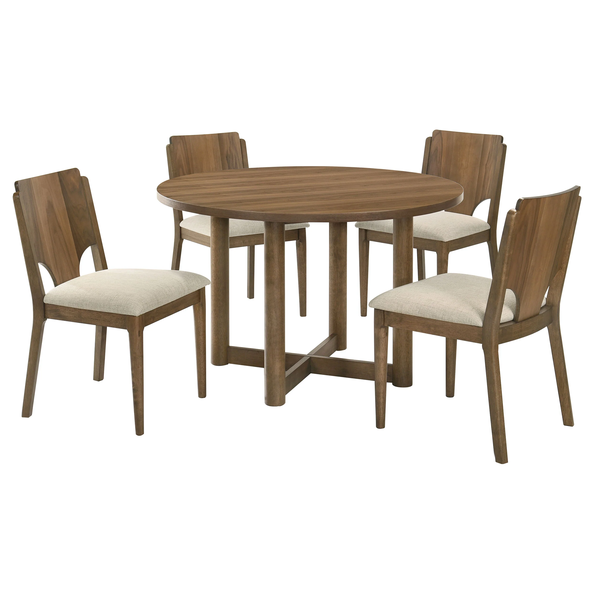 Crestmore Walnut 46-inch Round Wood Dining Room Set - Image 2