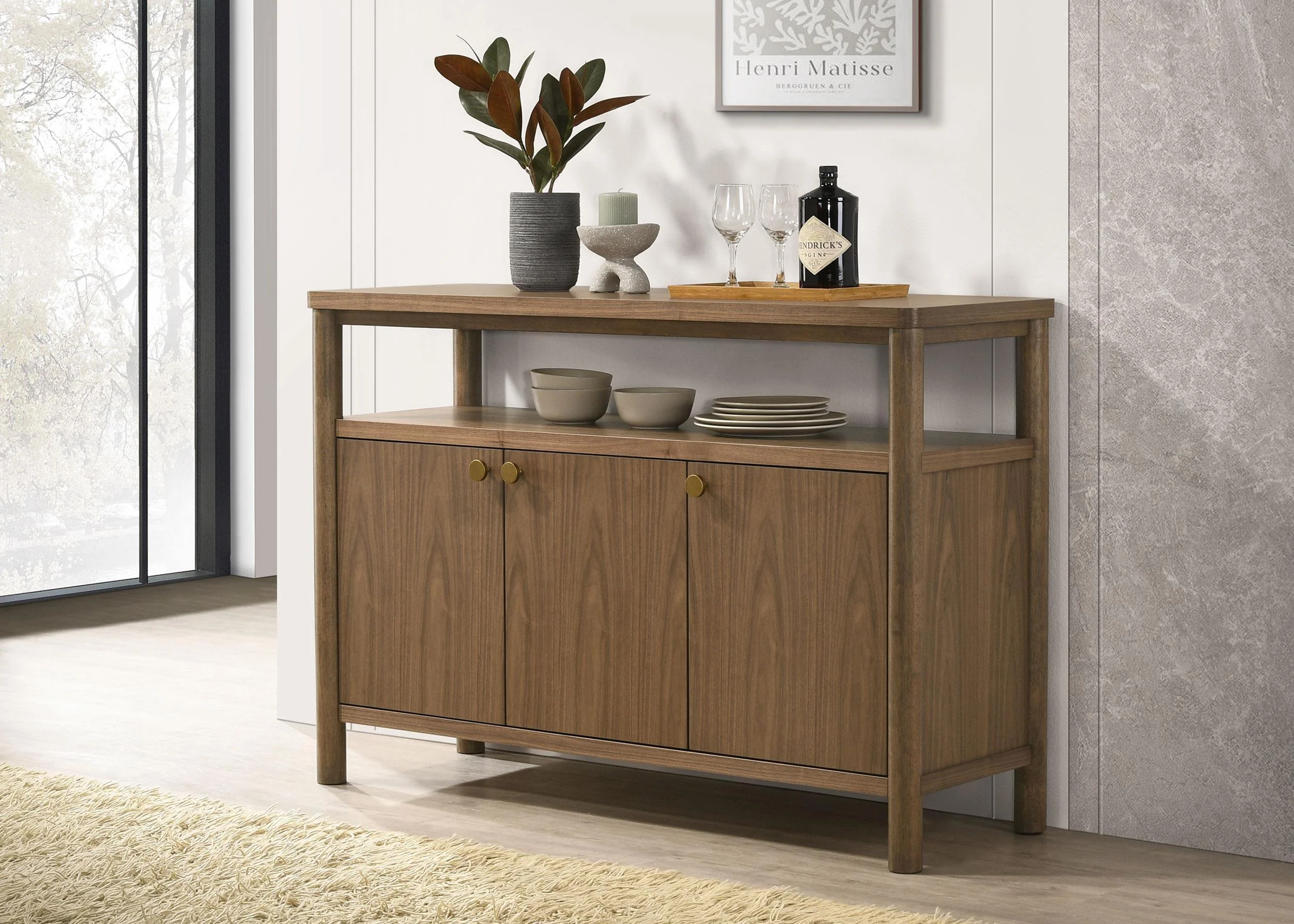 Biltmore 52-inch Dining Cabinet Sideboard Buffet Walnut - Image 2