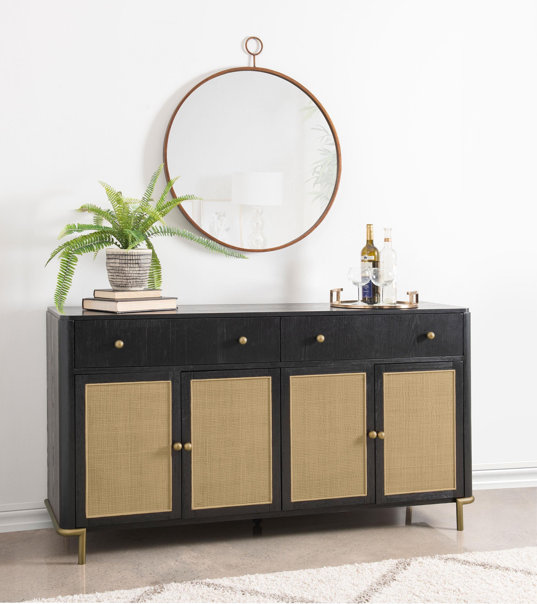 Arini 2-drawer Cane Door Dining Sideboard Server Black - Image 2
