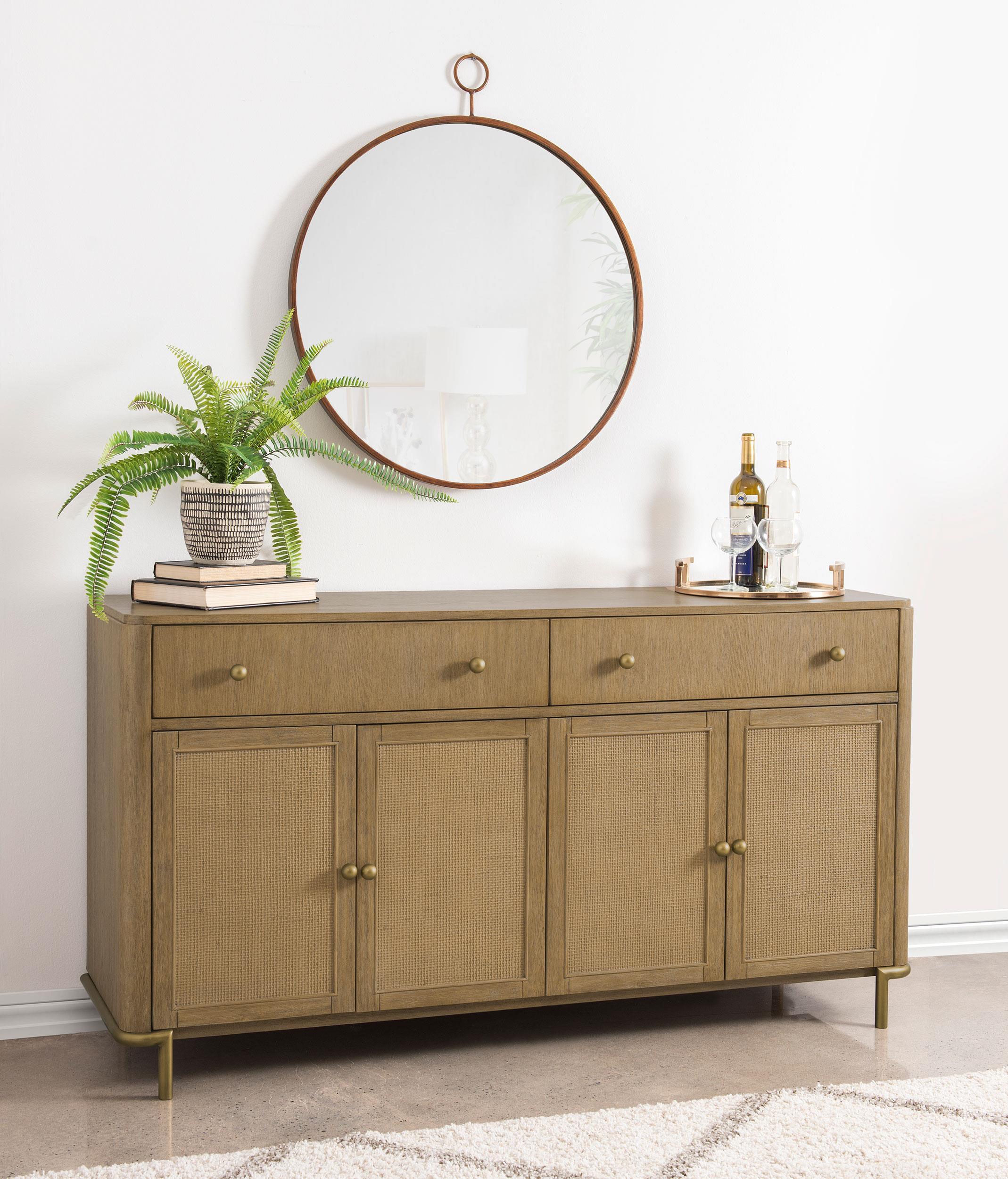 Arini 2-drawer Cane Door Dining Sideboard Server Sand Wash - Image 2