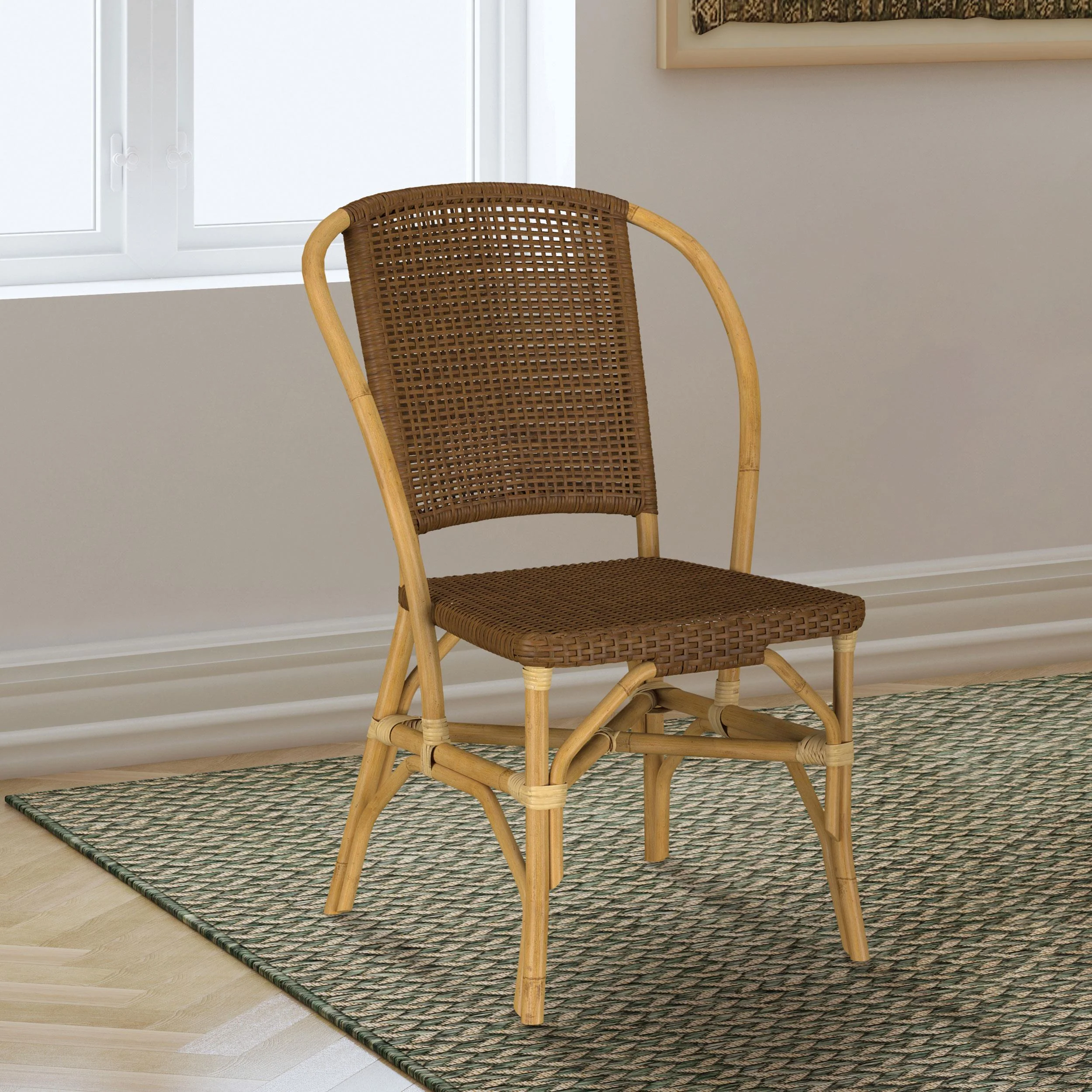 Lexley Woven Rattan Dining Side Chair Brown (Set of 2) - Image 2