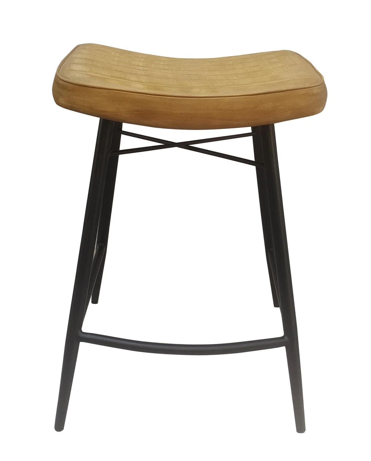 Bayu Leather Upholstered Counter Stool Camel (Set of 2)
