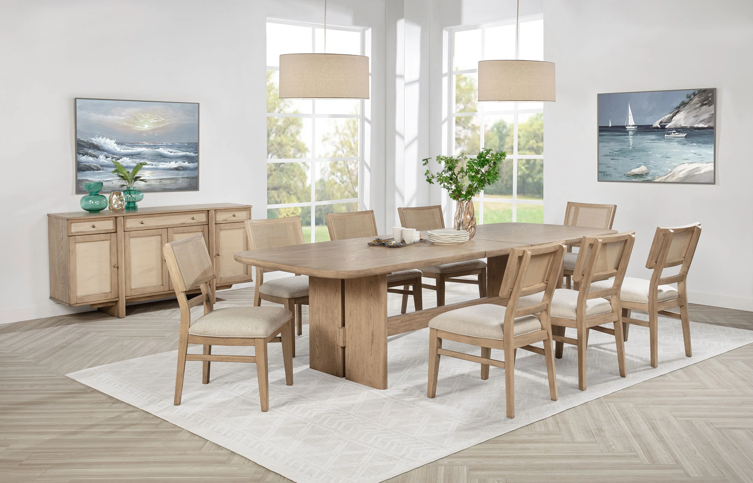 Kailani Beige Oak Rectangular Wood Dining Room Set - Image 2