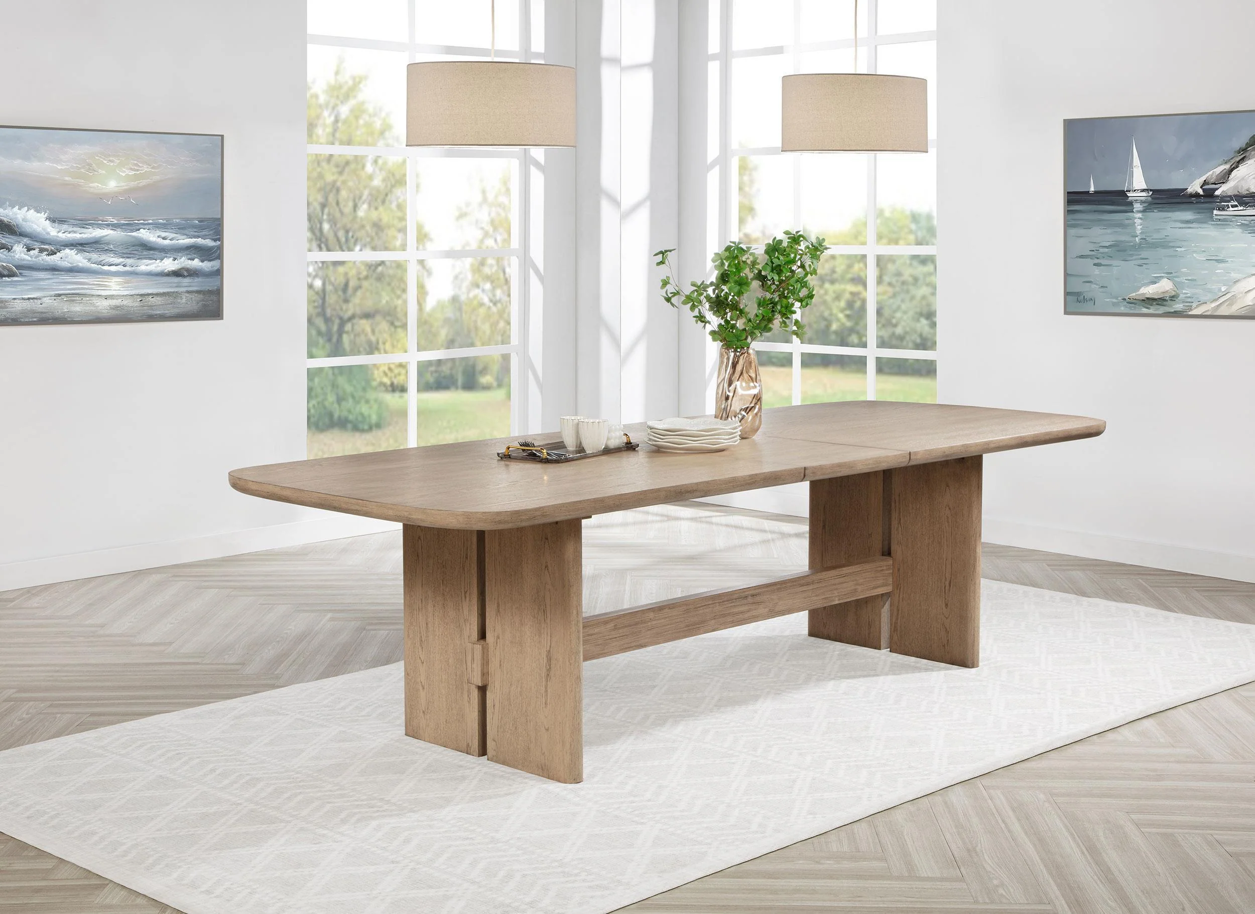 Kailani 110-inch Rectangular Wood Dining Table Beige Oak - Image 2