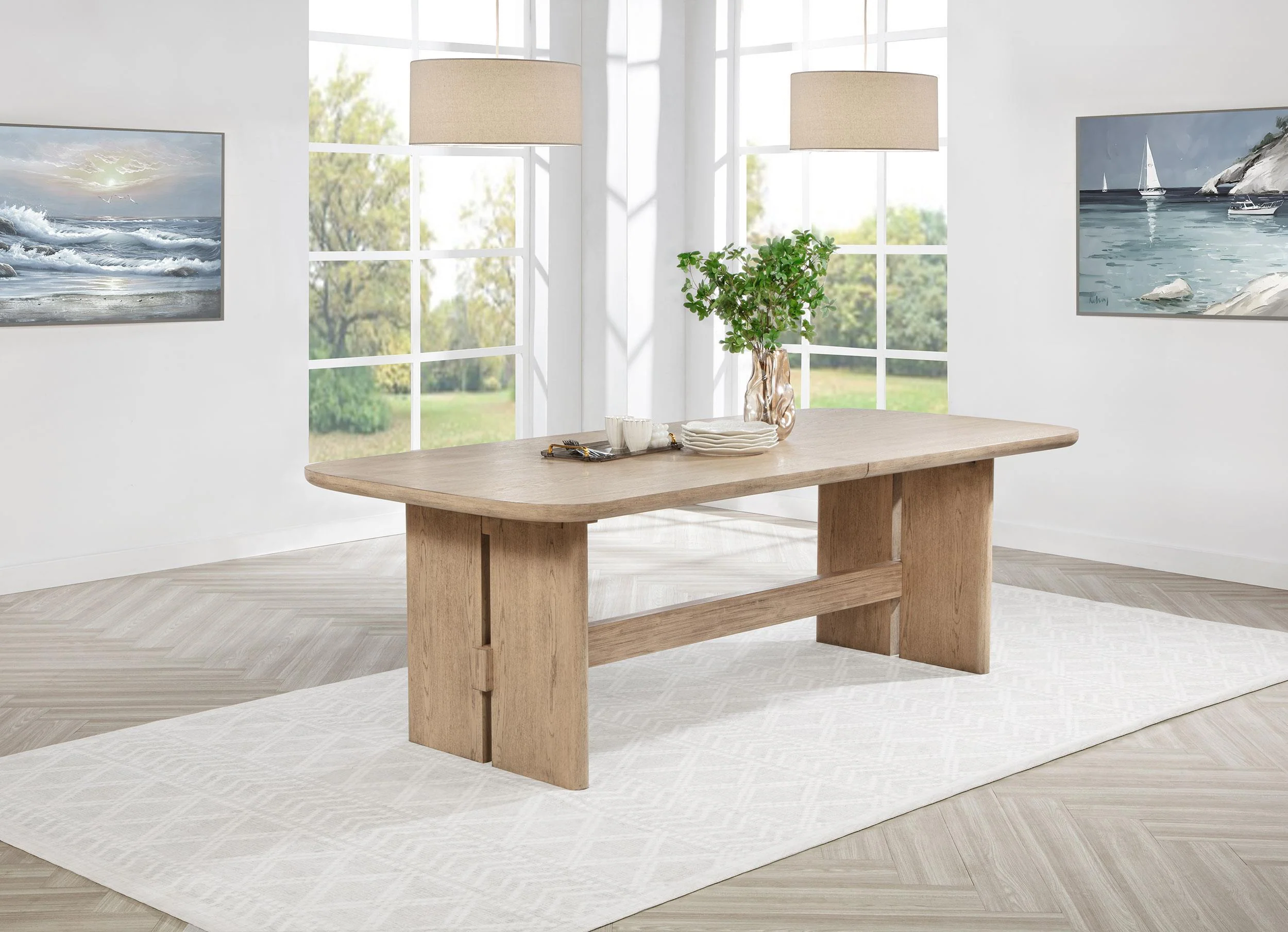 Kailani 110-inch Rectangular Wood Dining Table Beige Oak - Image 3