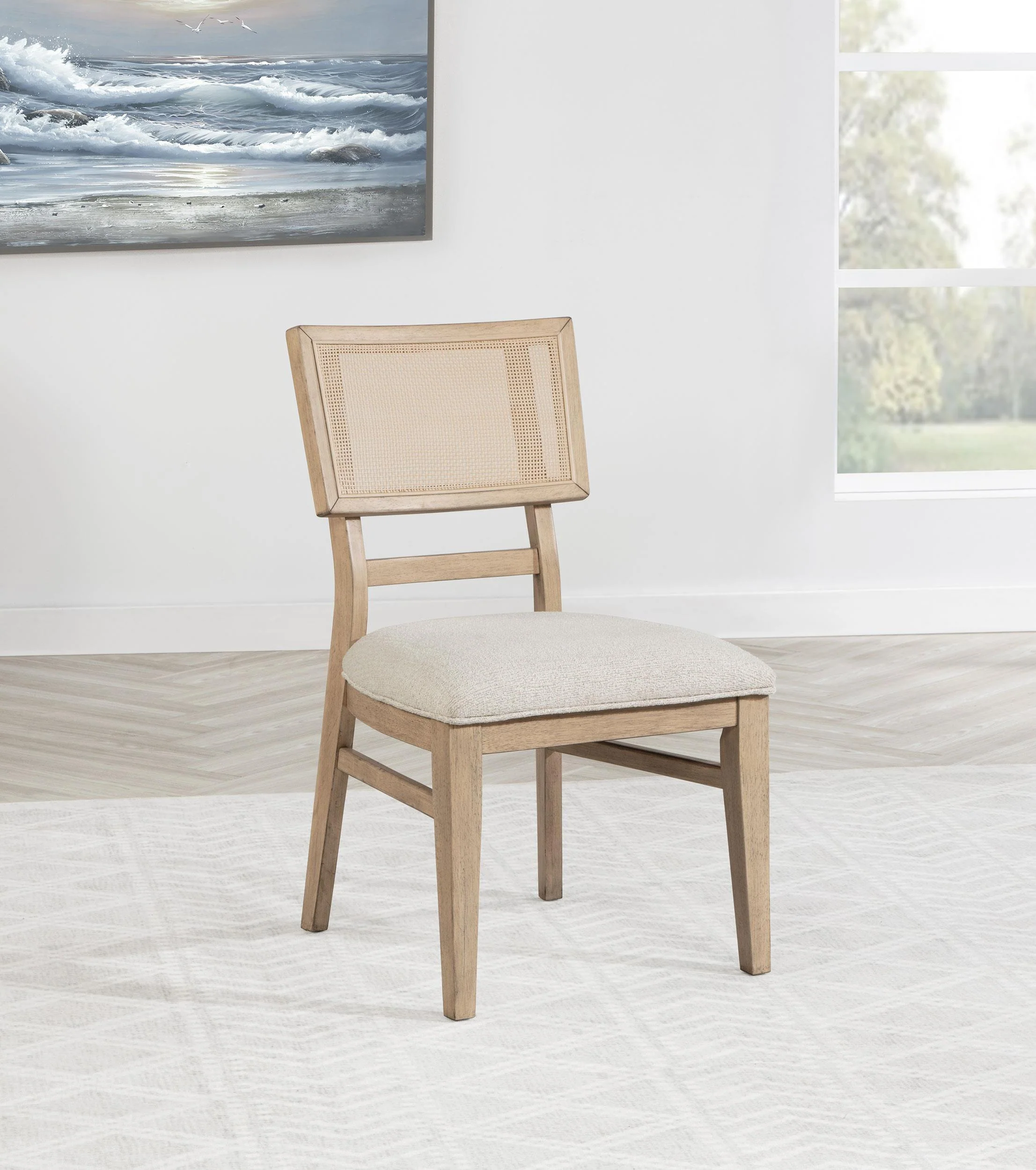 Kailani Radio Weave Cane Dining Side Chair Beige Oak - Image 2