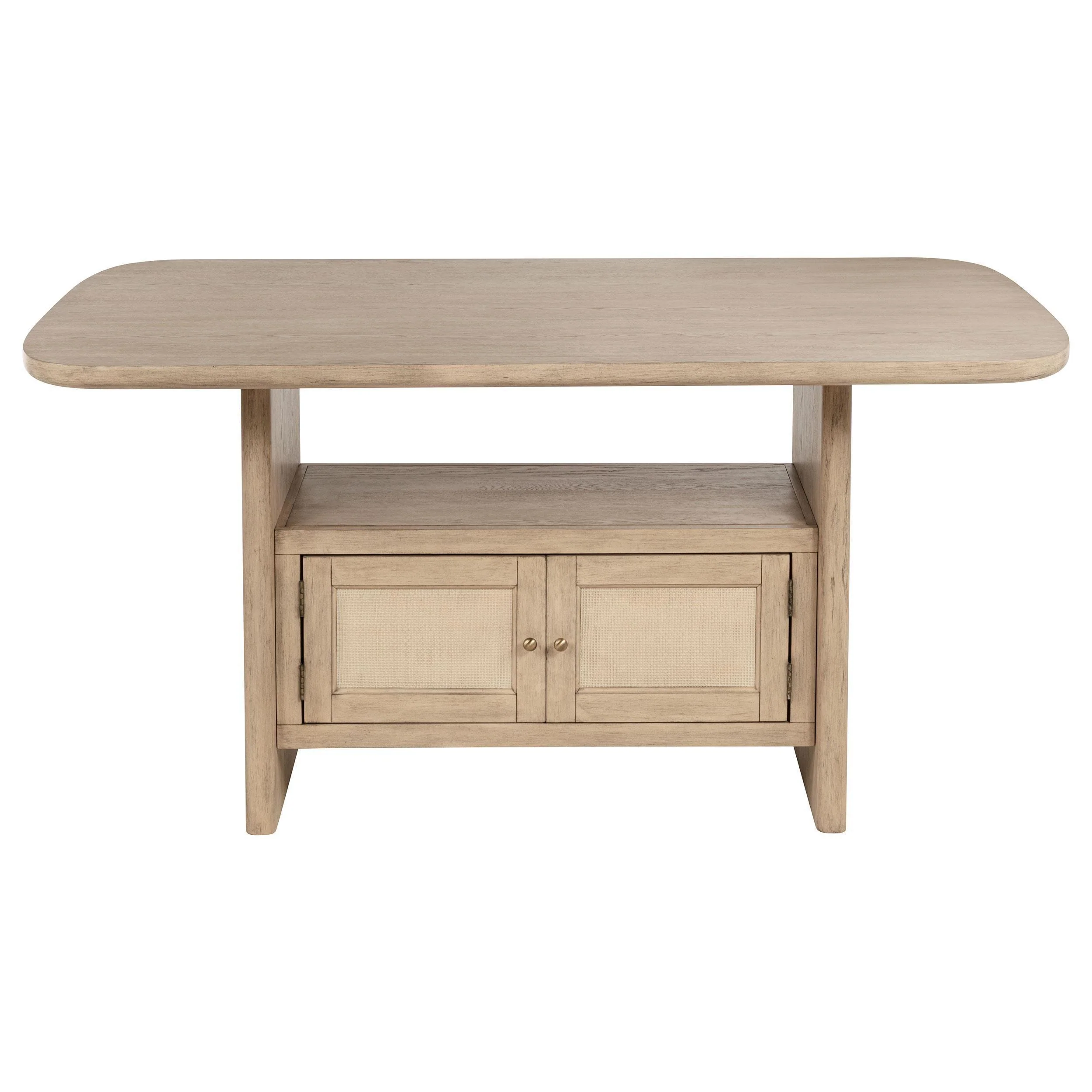 Kailani Cane Counter Height Storage Dining Table Beige Oak - Image 3