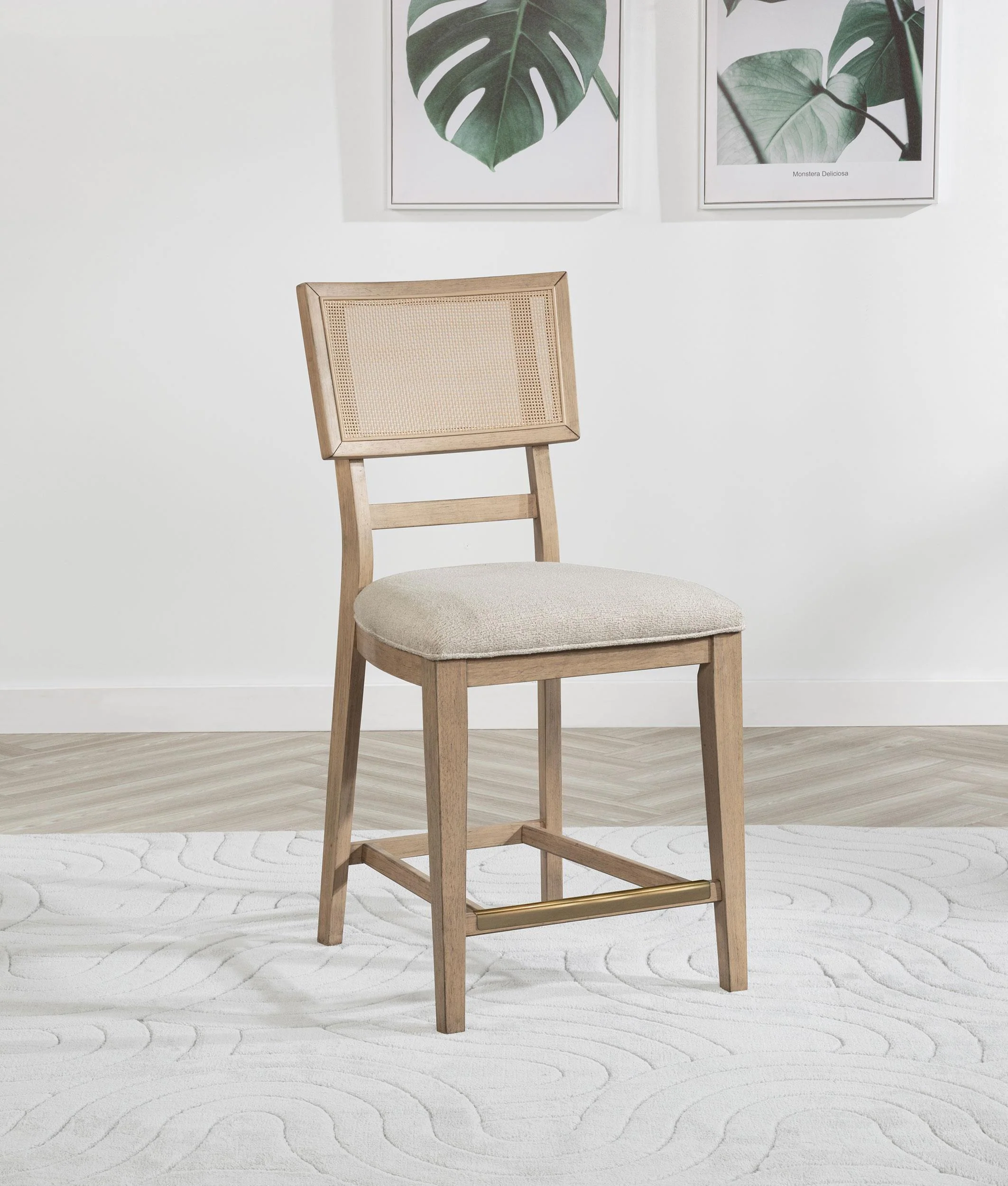 Kailani Radio Weave Cane Counter Dining Side Chair Beige Oak - Image 2