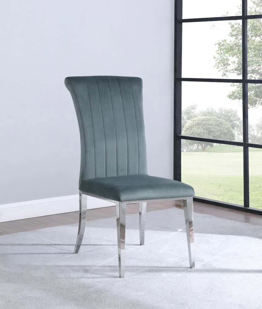 Beaufort Upholstered Curved Back Side Chairs Dark Gray (Set of 2) - Image 1
