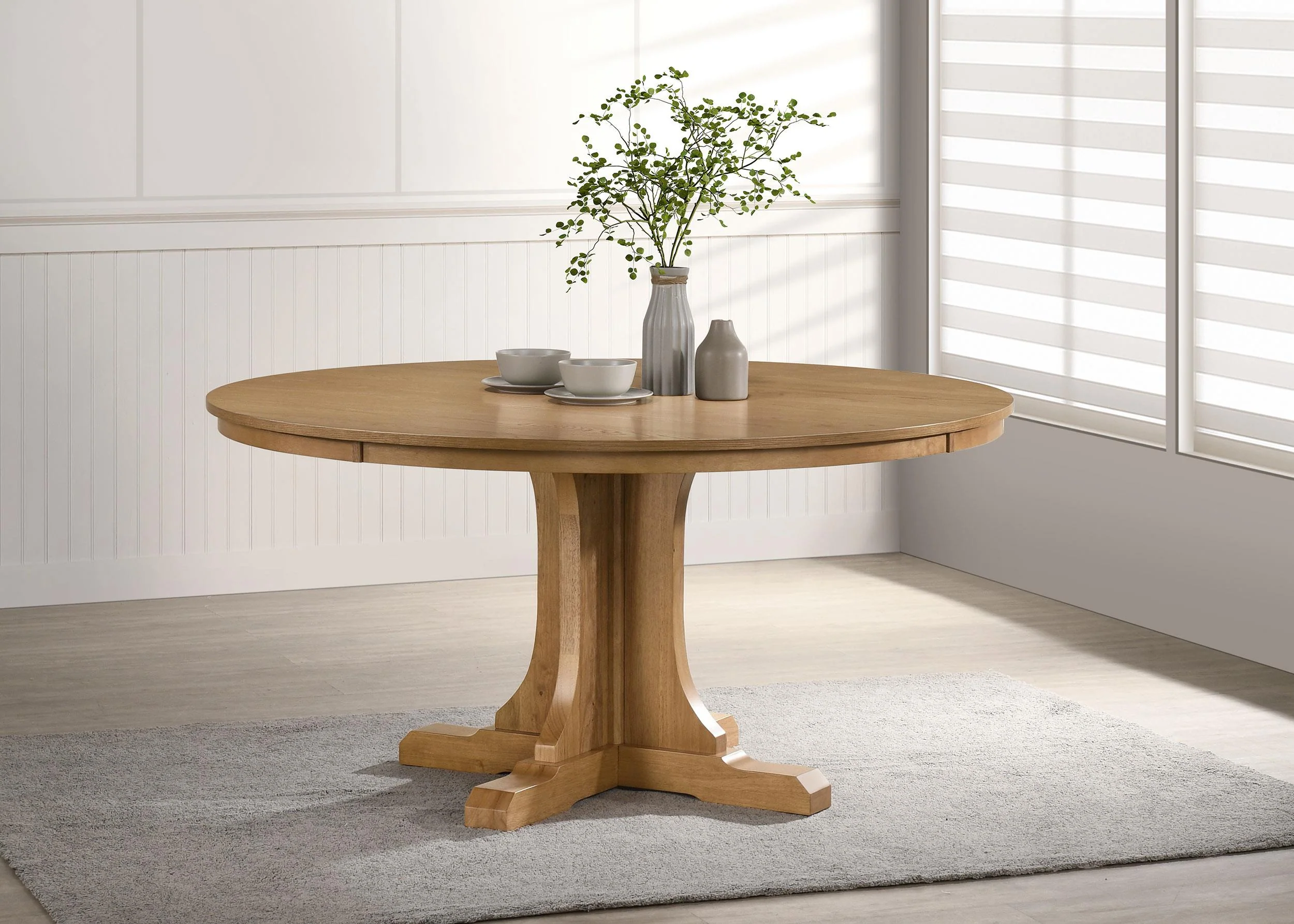 Hartville 60-inch Round Dining Table Natural Light Brown - Image 2