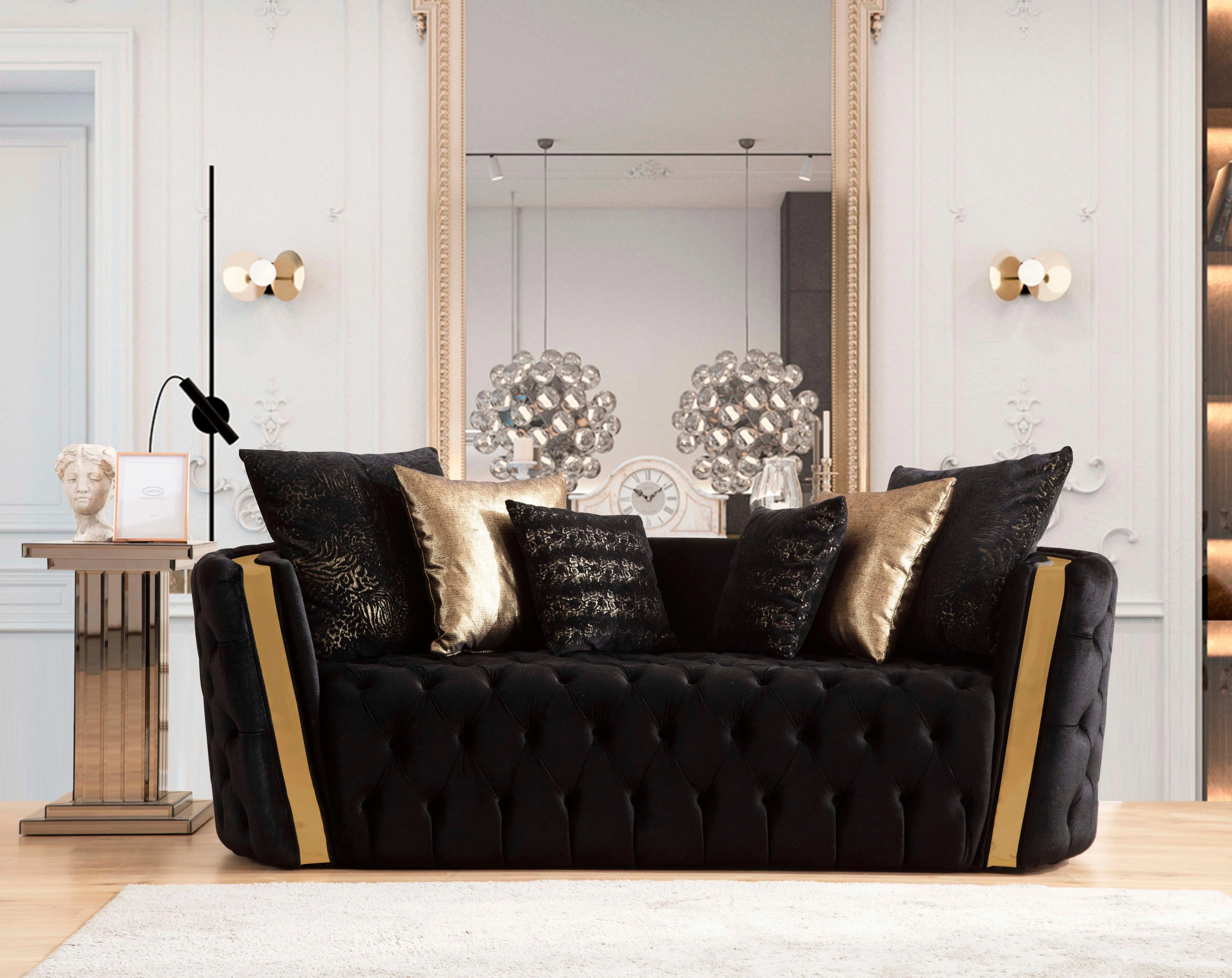 Sofia Black Velvet Sofa & Loveseat - Image 3