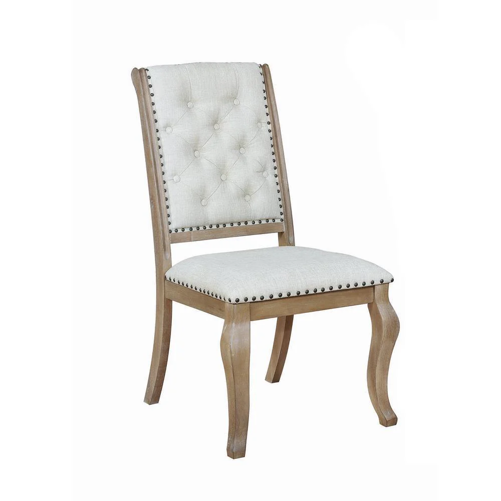 Brockway Cove Tufted Side Chairs Cream Barley Brown (Set of 2) - Image 1