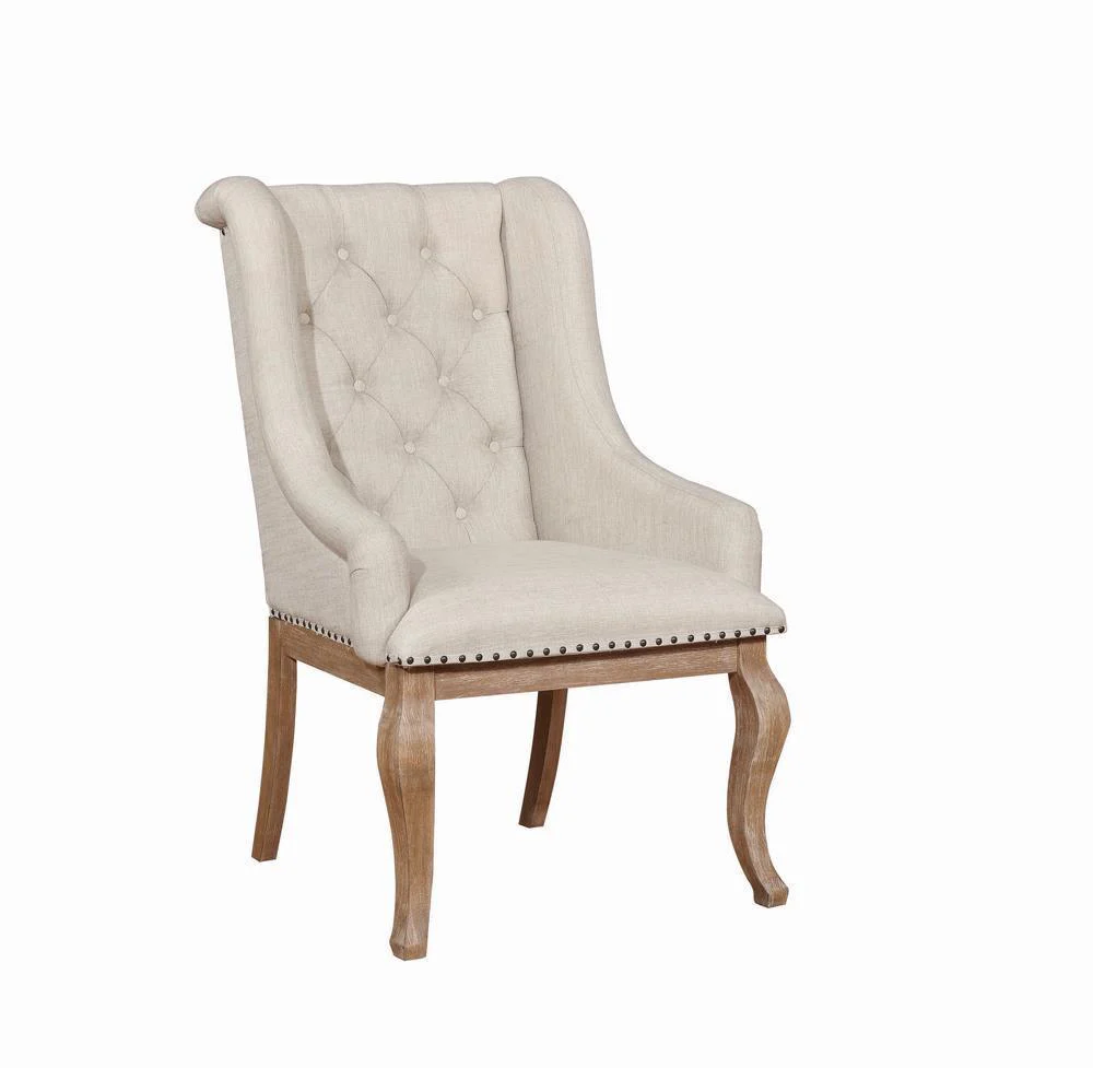 Brockway Cove Tufted Arm Chairs Cream Barley Brown (Set of 2) - Image 2