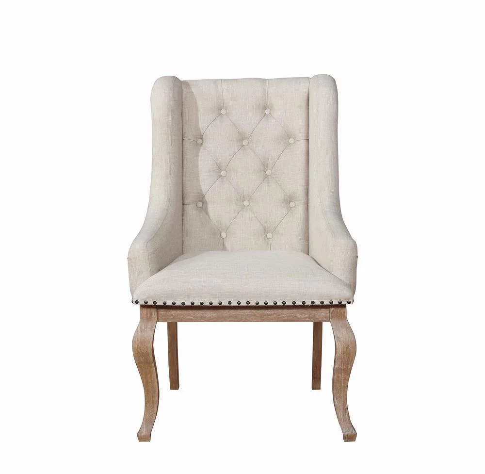 Brockway Cove Tufted Arm Chairs Cream Barley Brown (Set of 2) - Image 3