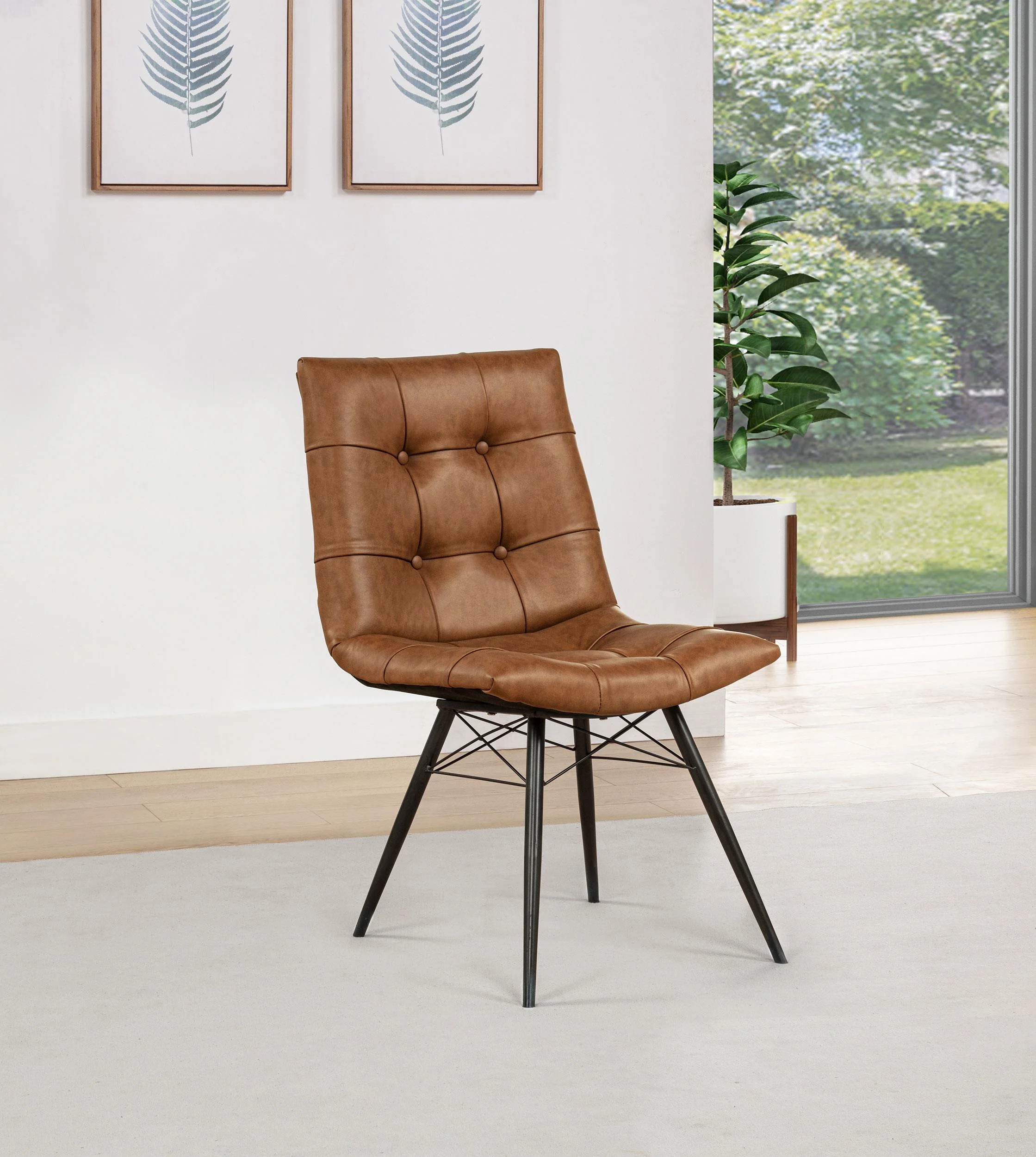 Aiken Faux Leather Upholstered Dining Side Chair Saddle Brown (Set of 4) - Image 2
