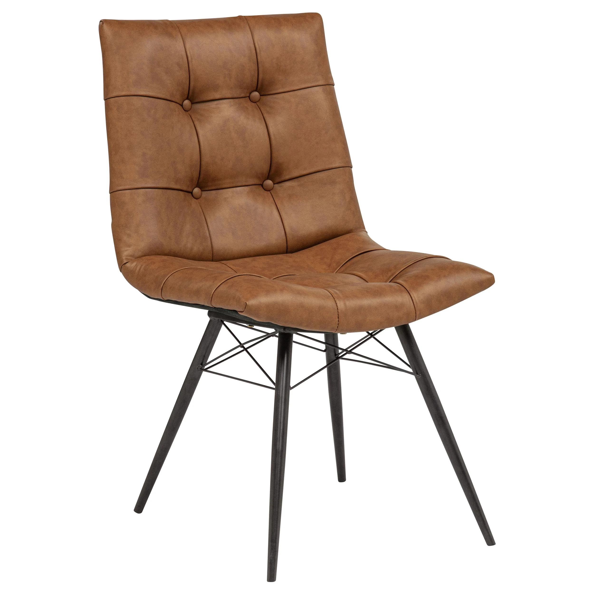 Aiken Faux Leather Upholstered Dining Side Chair Saddle Brown (Set of 4) - Image 3