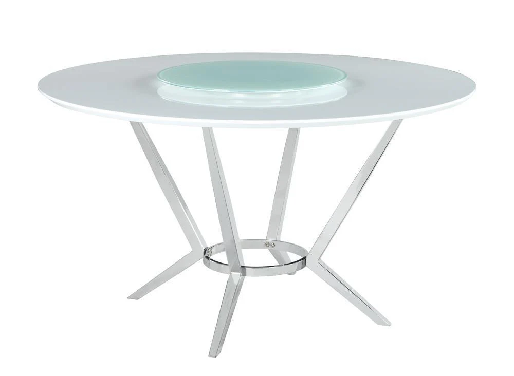 Abby Round Dining Table With Lazy Susan White Chrome