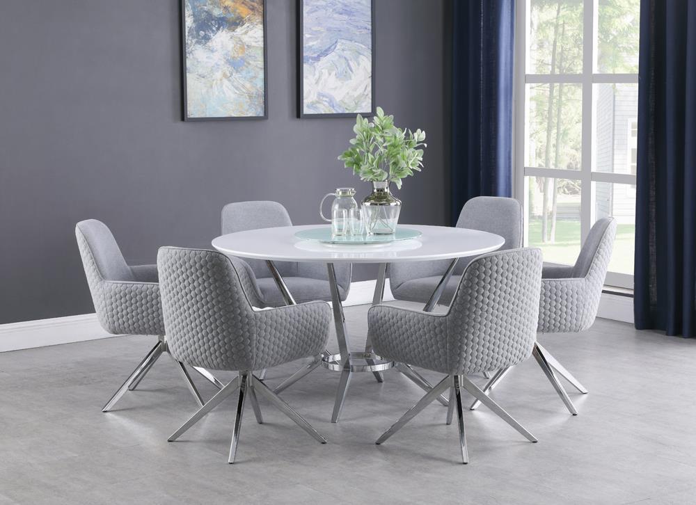 Abby Flare Arm Side Chair Light Gray Chrome - Image 3