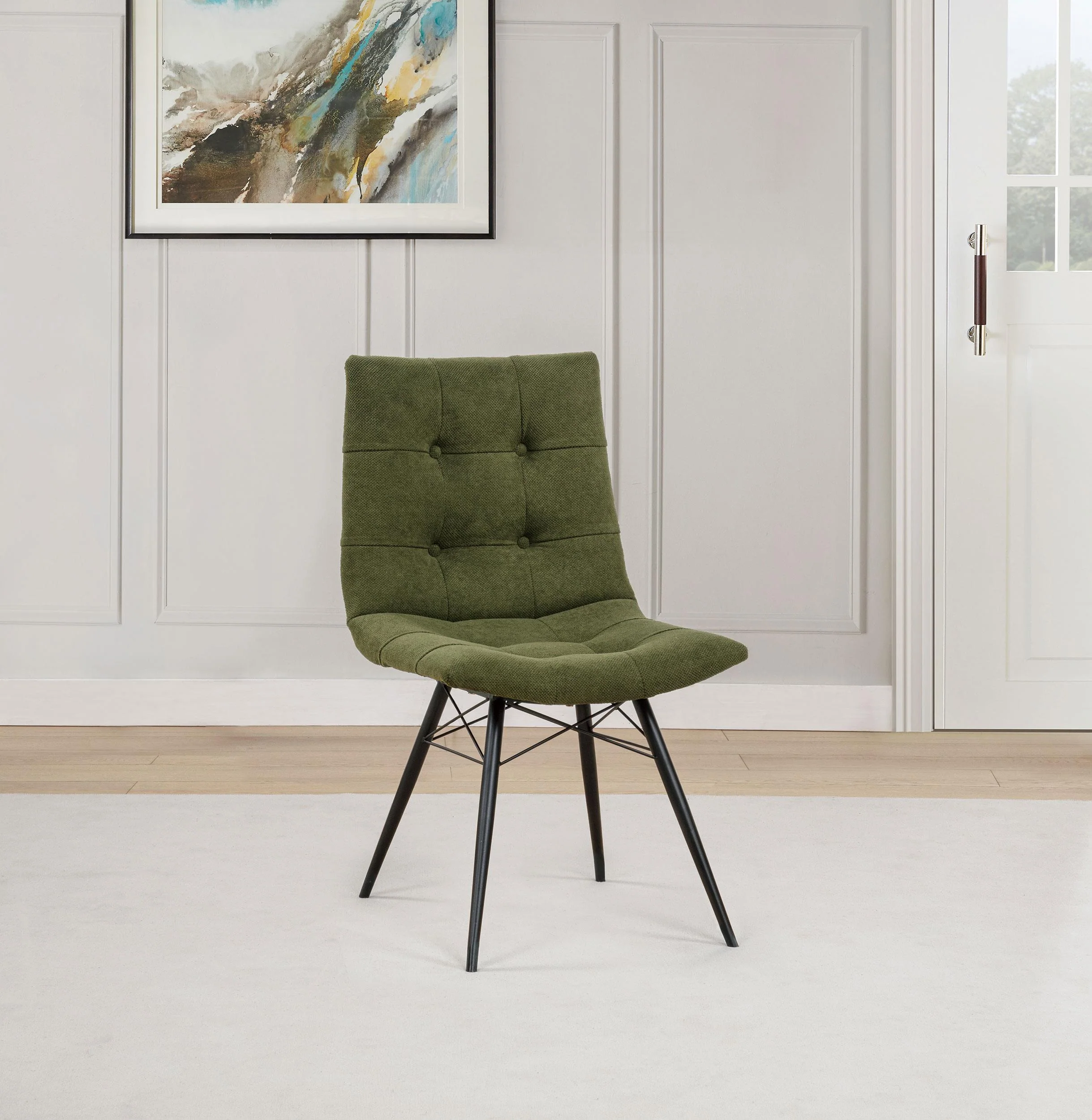 Aiken Fabric Upholstered Dining Side Chair Saddle Forest Green (Set of 4) - Image 2