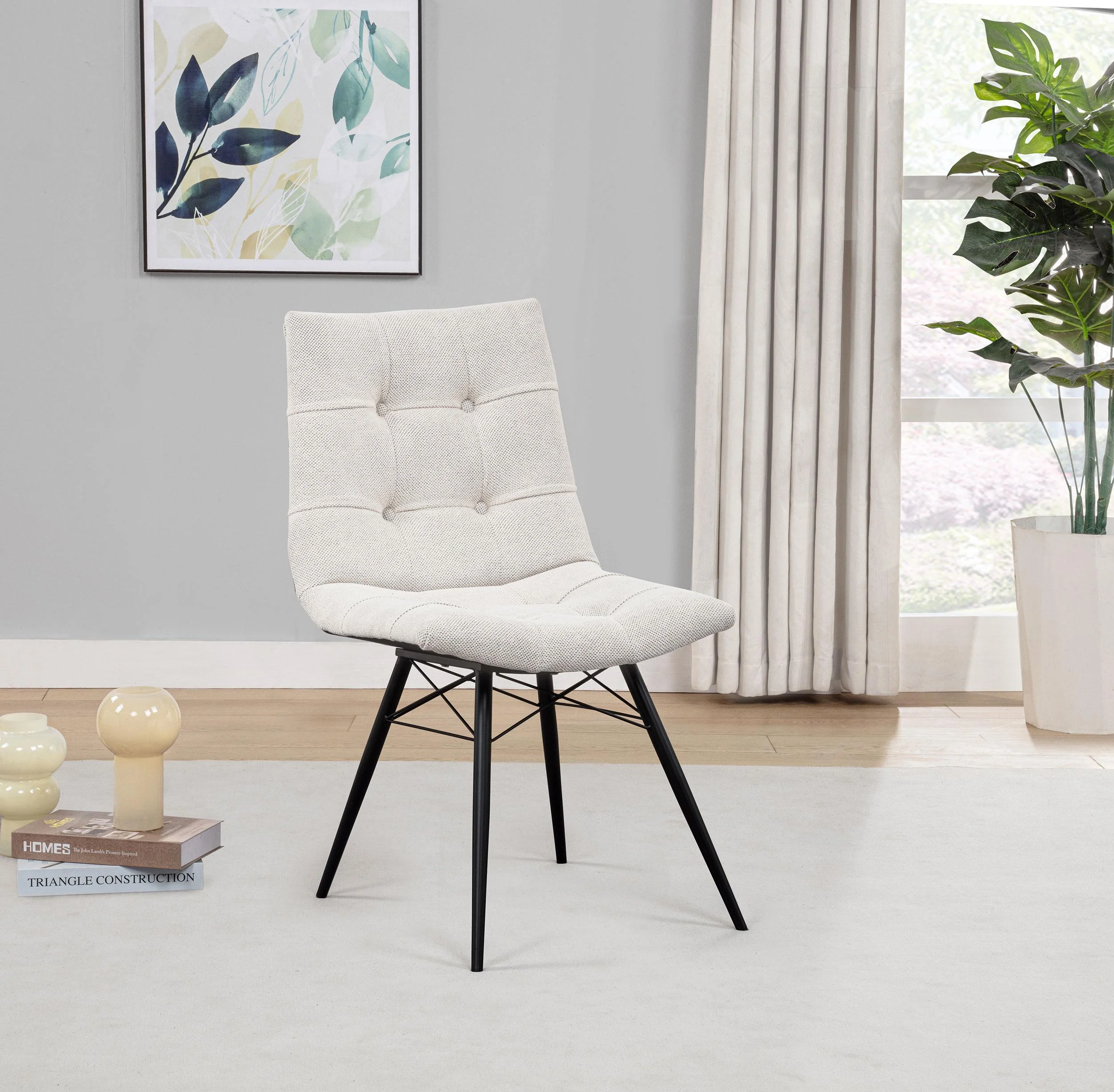 Aiken Fabric Upholstered Dining Side Chair Saddle Stone White (Set of 4) - Image 2