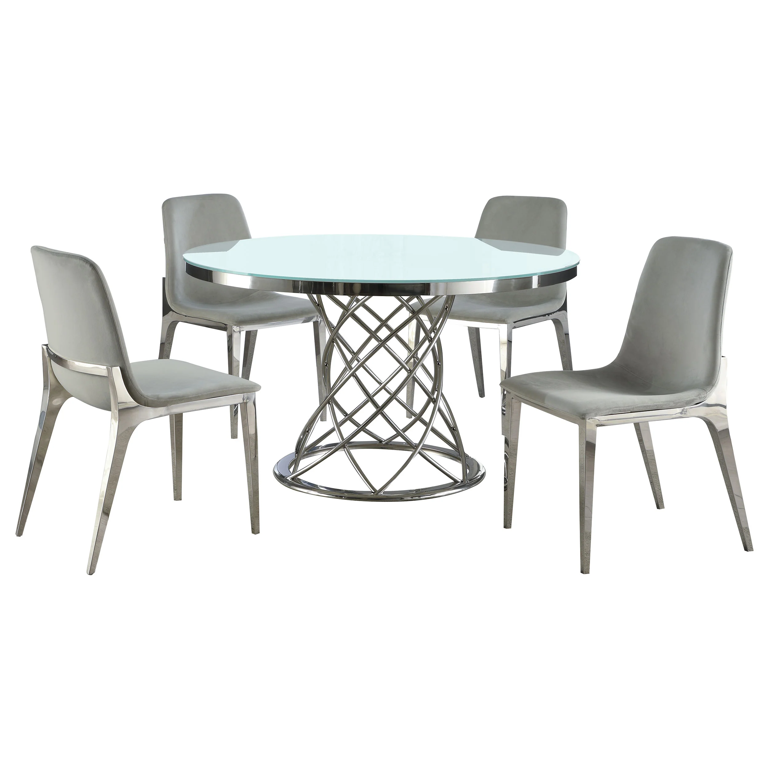 Irene Gray Round Glass Top Dining Room Set - Image 2