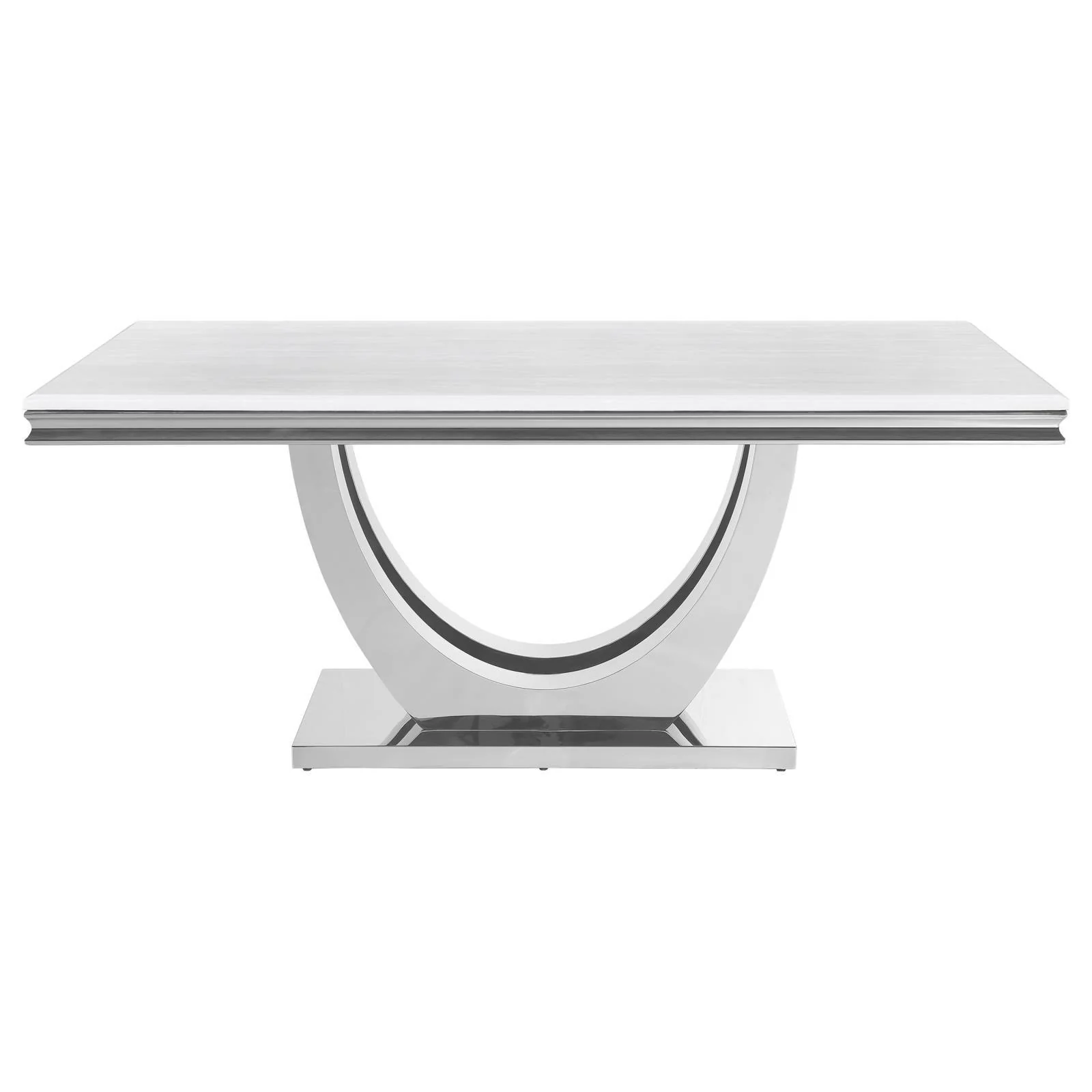Kerwin Rectangle Faux Marble Top Dining Table White Chrome - Image 3