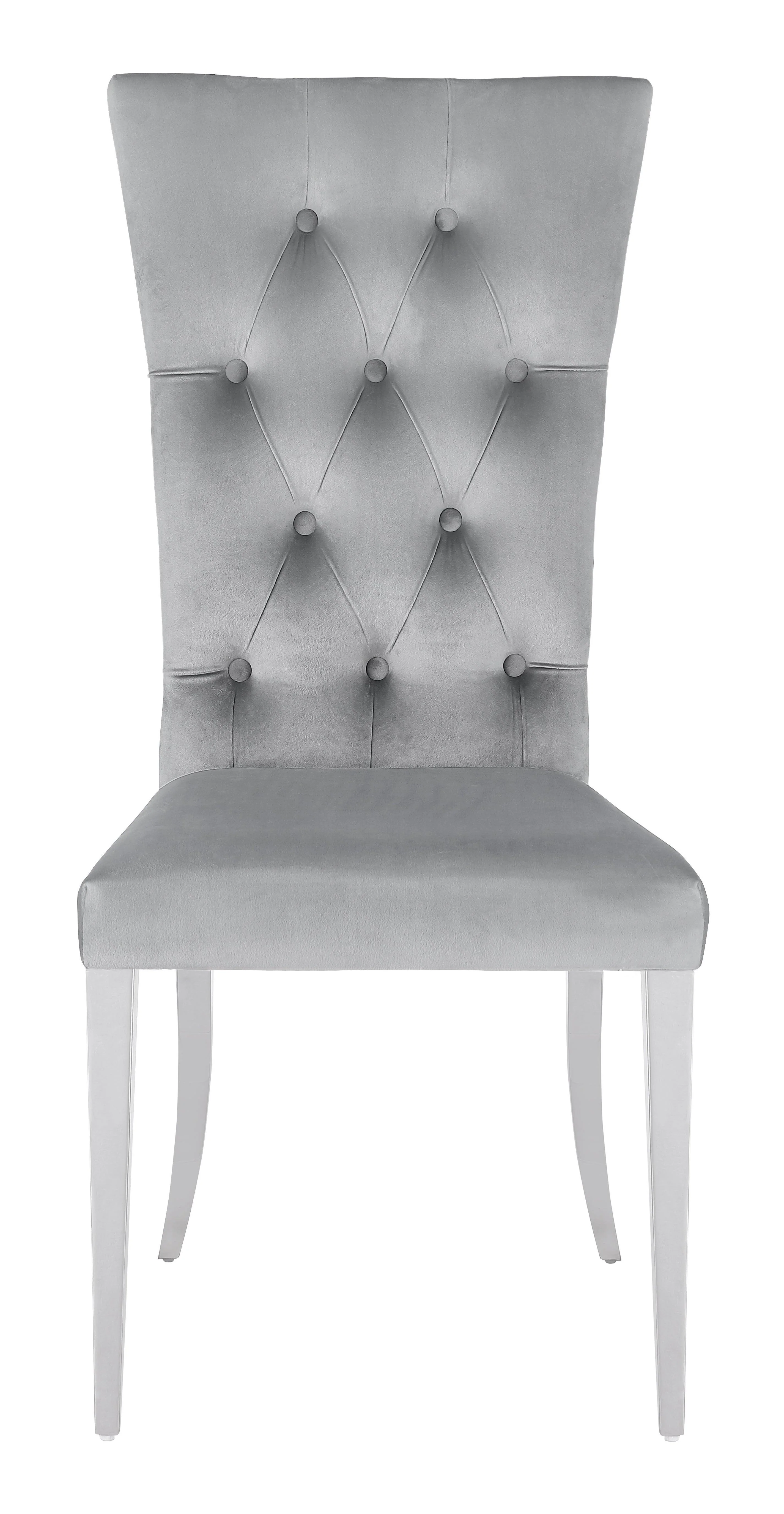 Kerwin Tufted Upholstered Side Chair (Set of 2) Gray Chrome - Image 2