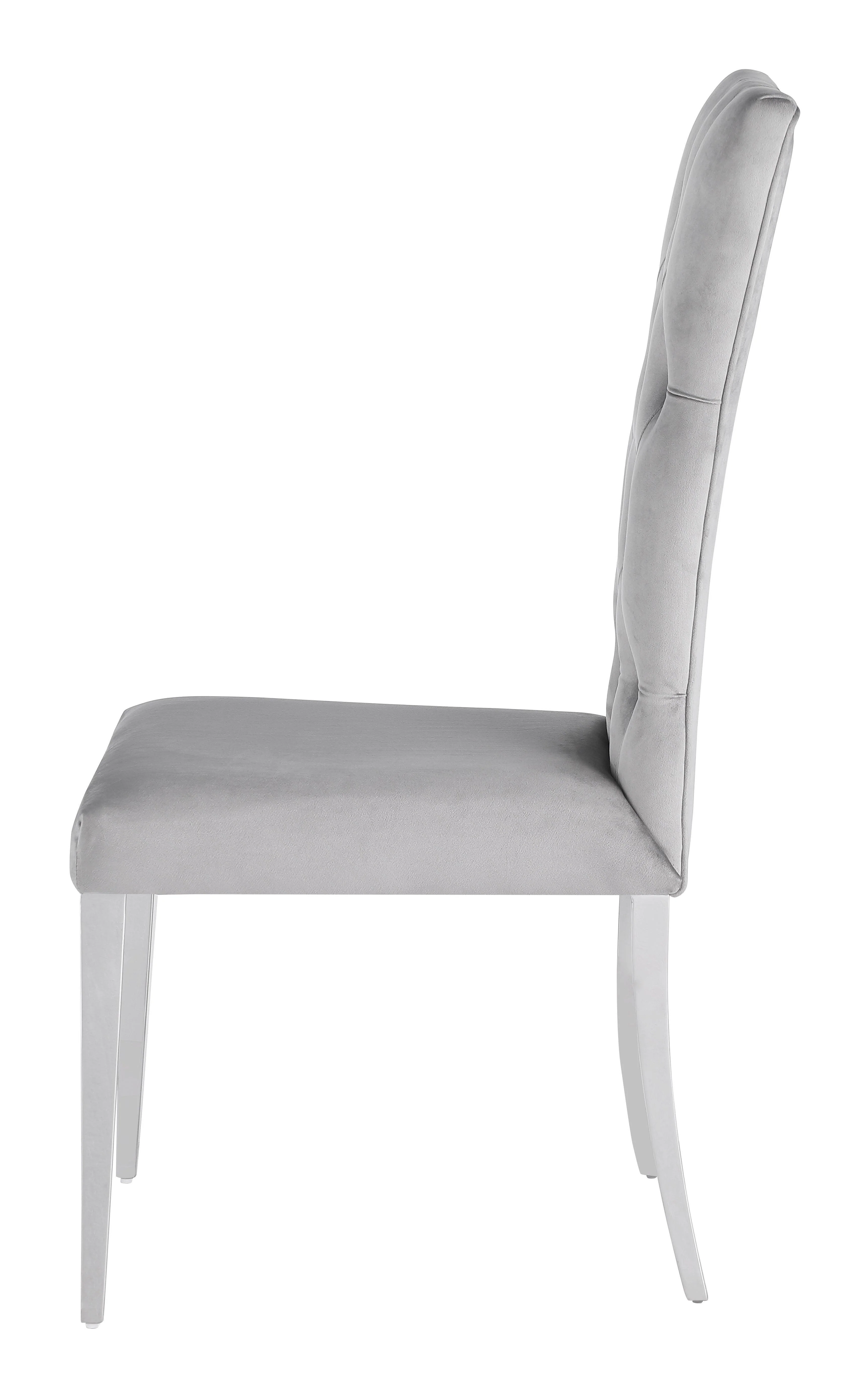 Kerwin Tufted Upholstered Side Chair (Set of 2) Gray Chrome - Image 3