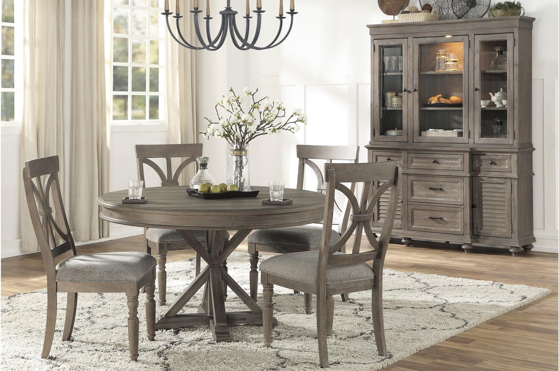 Cardano Brown Fabric Round Dining Room Set - Image 1