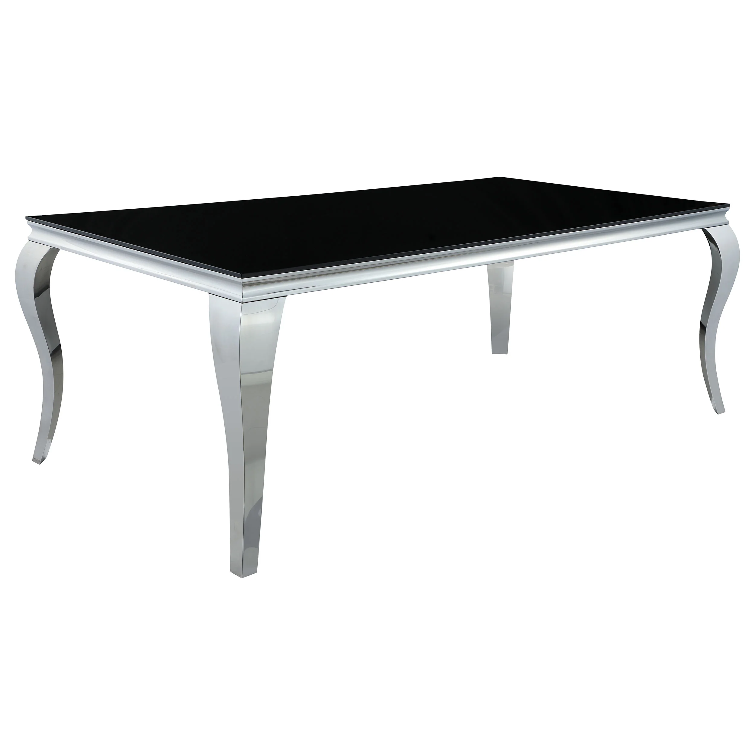 Carone Black Blue 81-inch Rectangular Glass Dining Room Set - Image 3